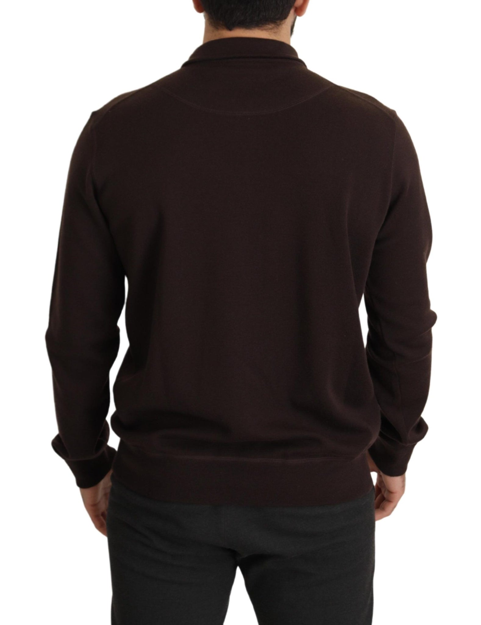 Brown Cashmere Collared Pullover Sweater