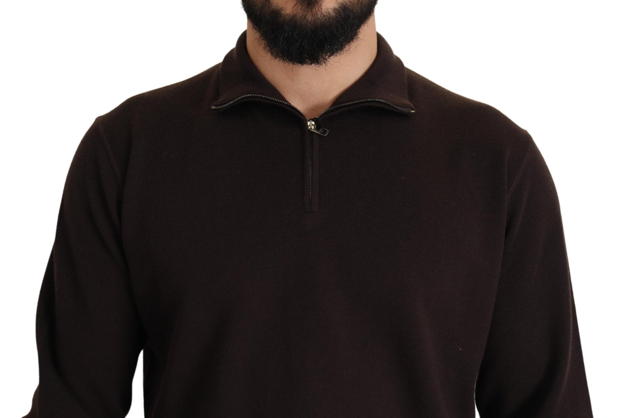 Brown Cashmere Collared Pullover Sweater
