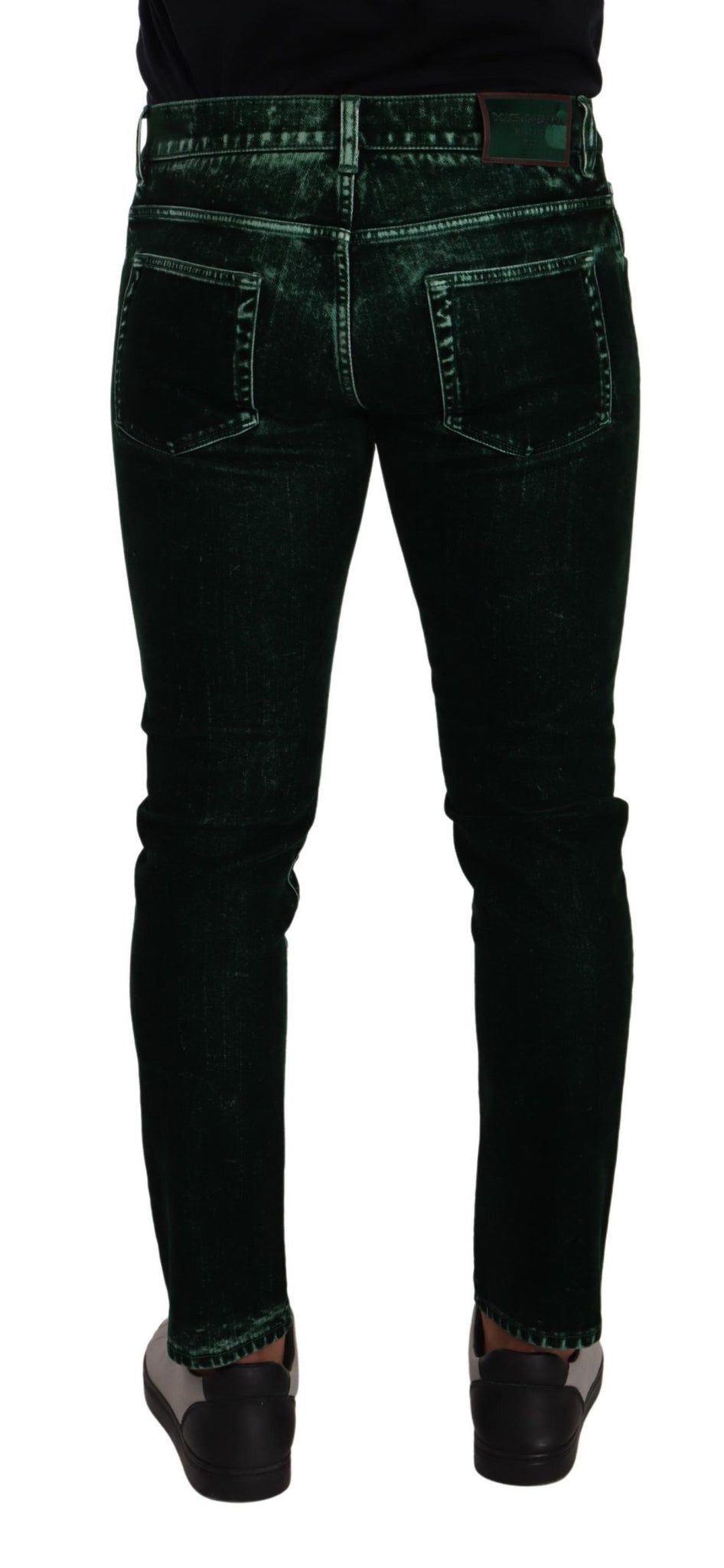 Green Cotton Stretch Skinny Slim Fit Jeans