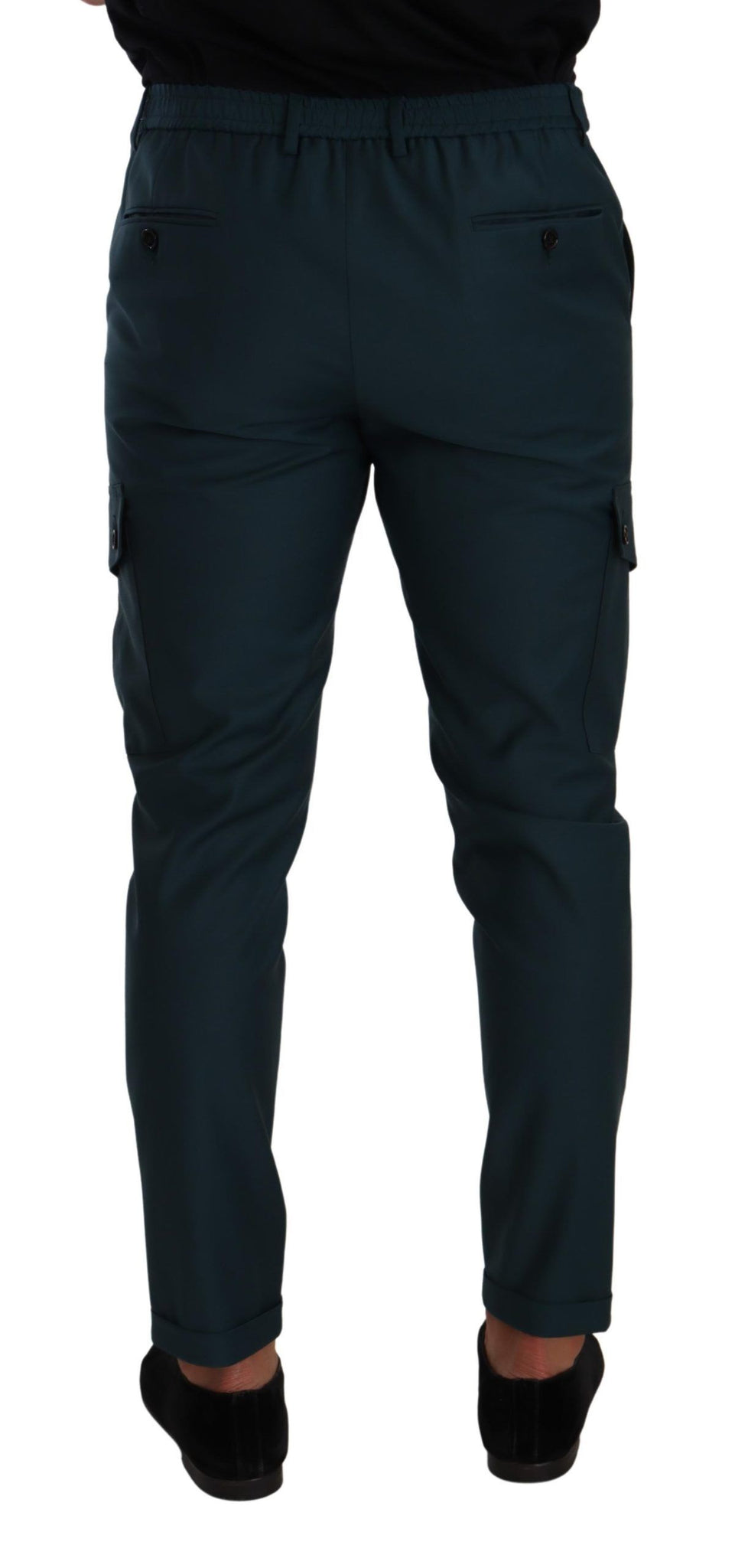 lue Green Wool Cargo Skinny Men Trouser Pants