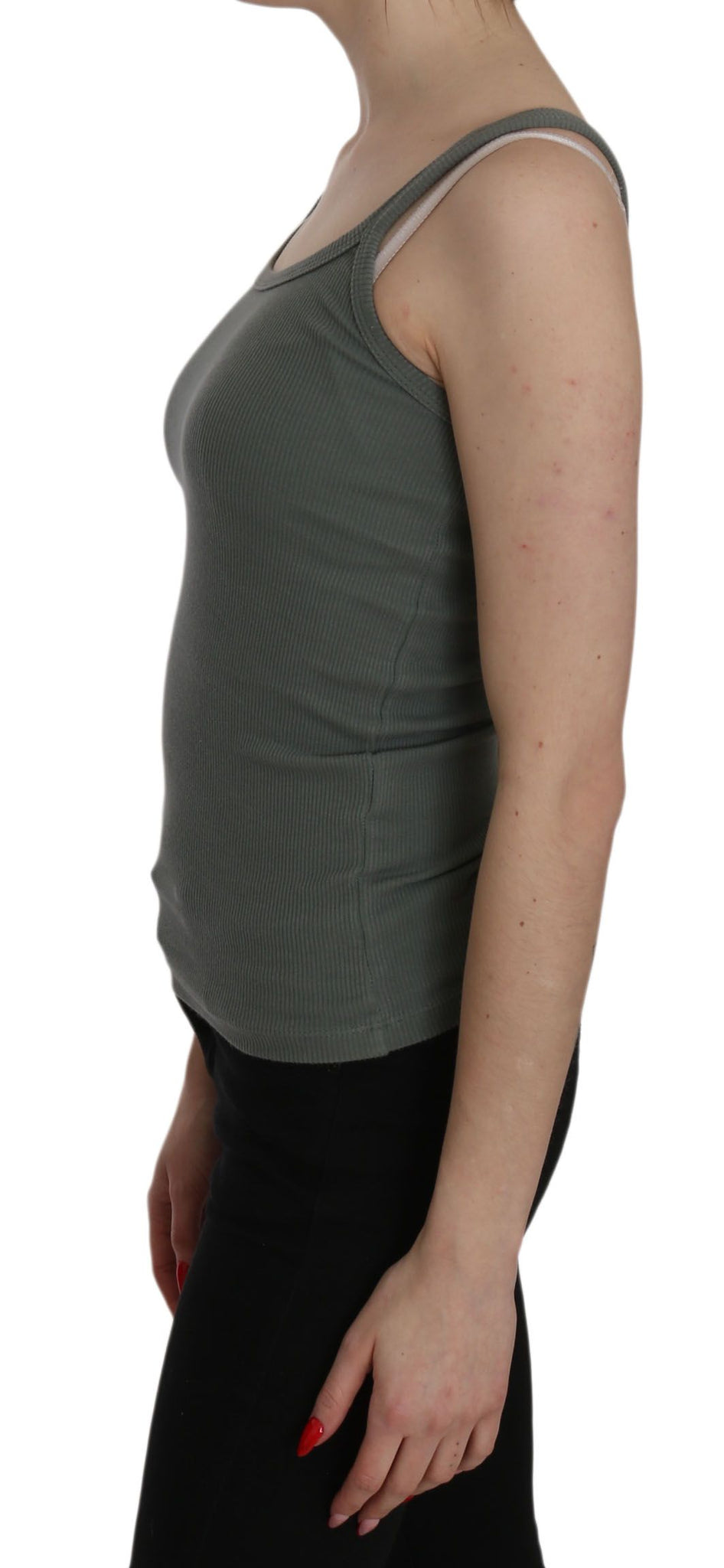 Green Spaghetti Strap Slim Fit Casual Tank Top Blouse