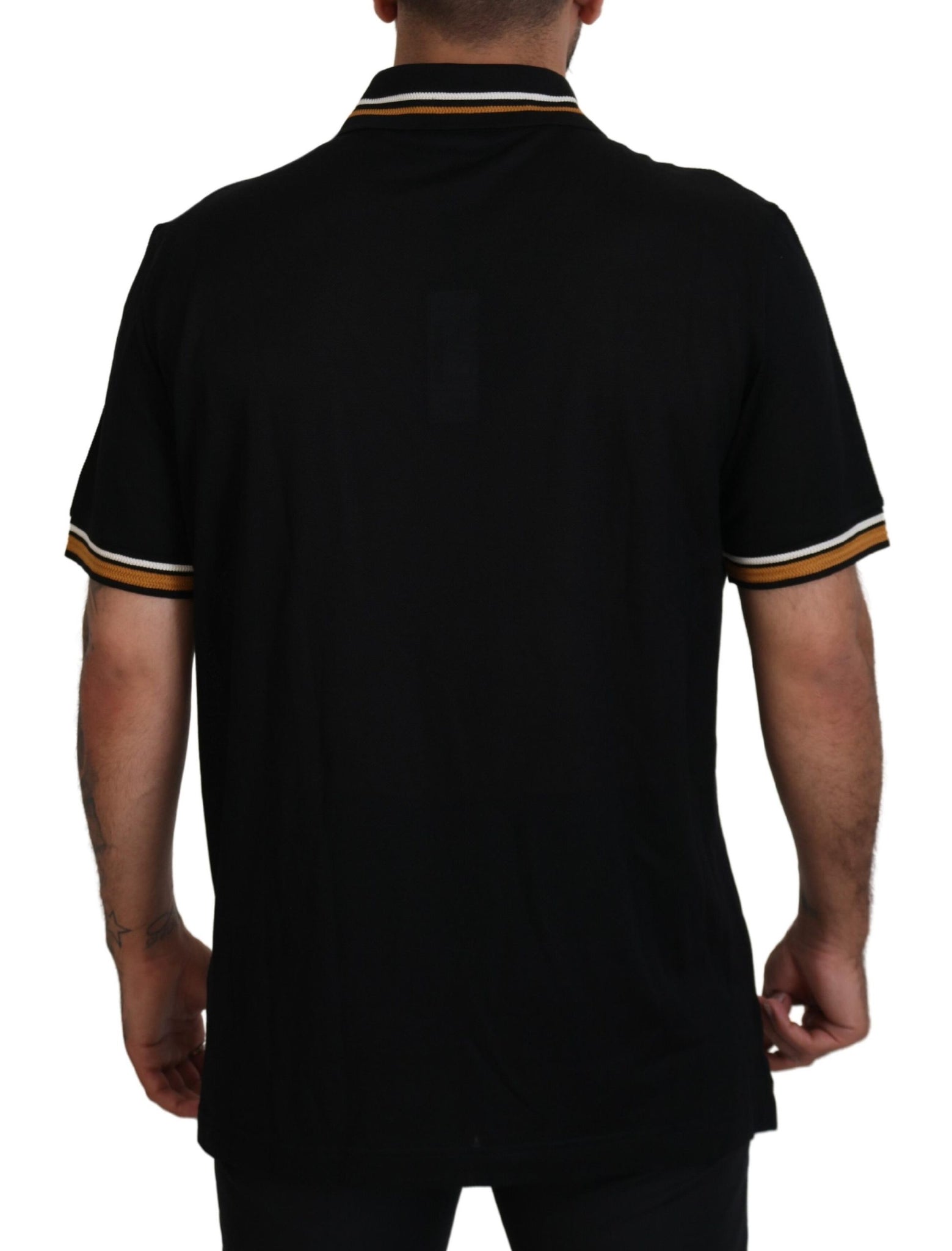 Black Silk Collar Short Sleeve Polo  T-shirt