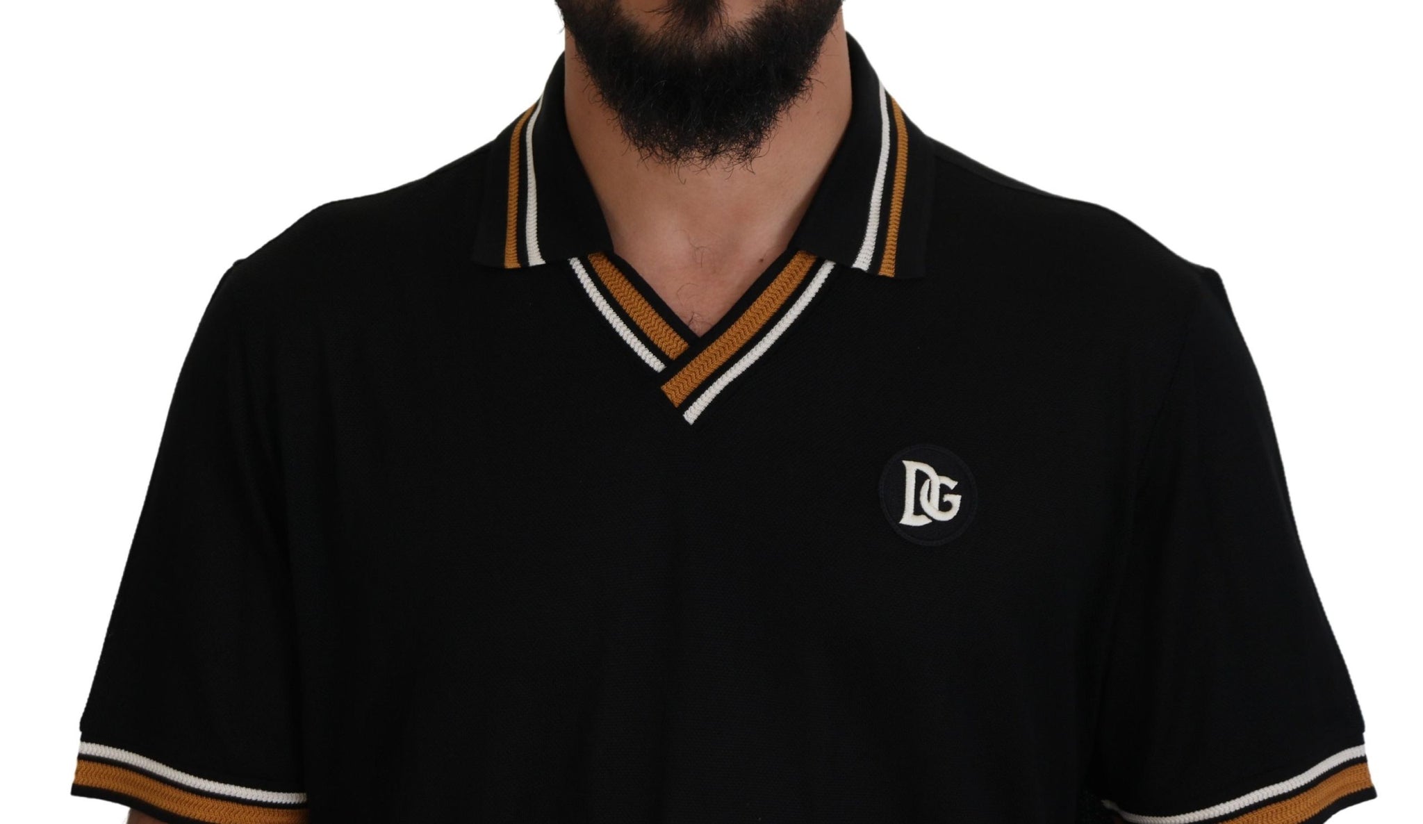 Black Silk Collar Short Sleeve Polo  T-shirt