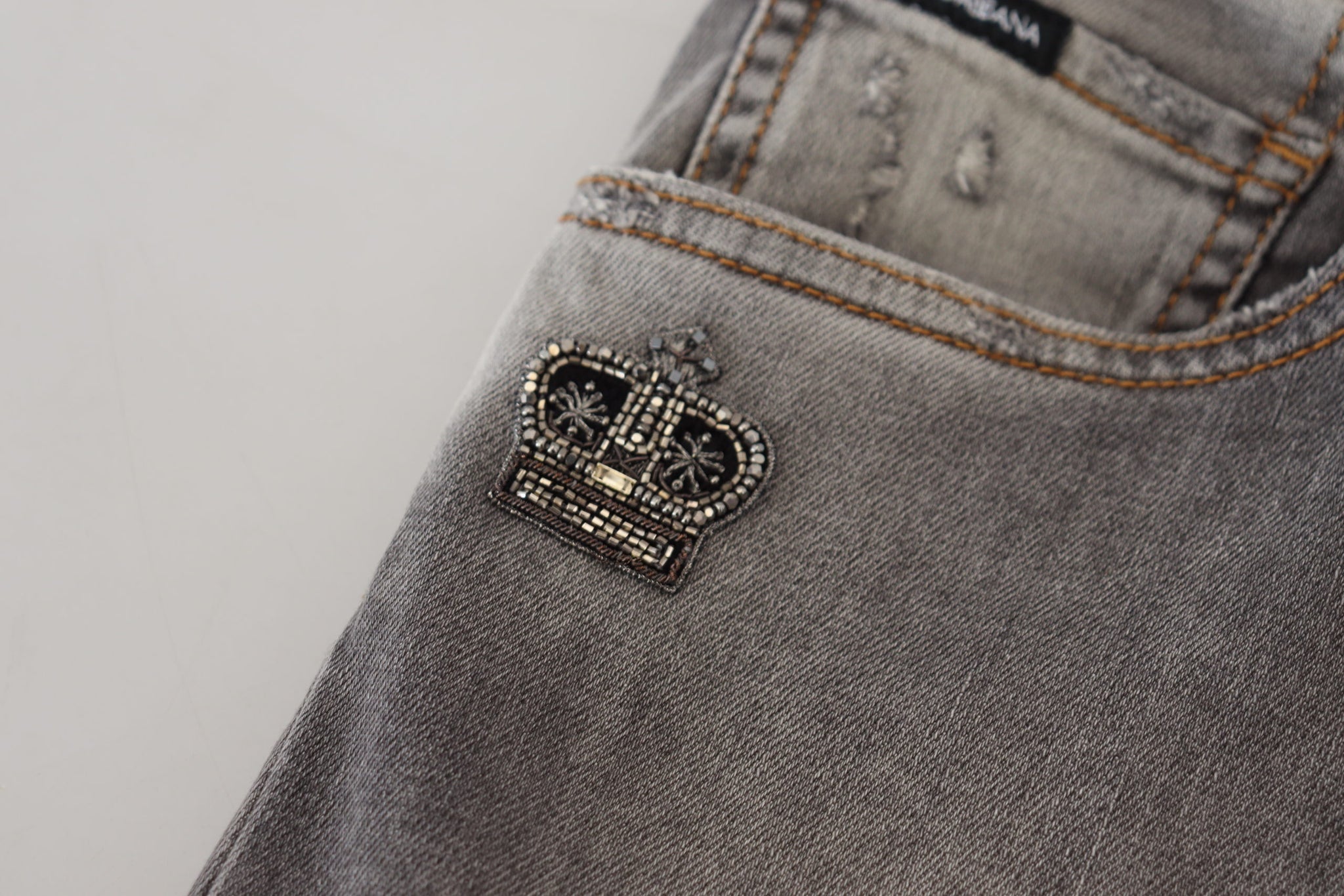 Gray Washed Cotton Skinny Denim Jeans