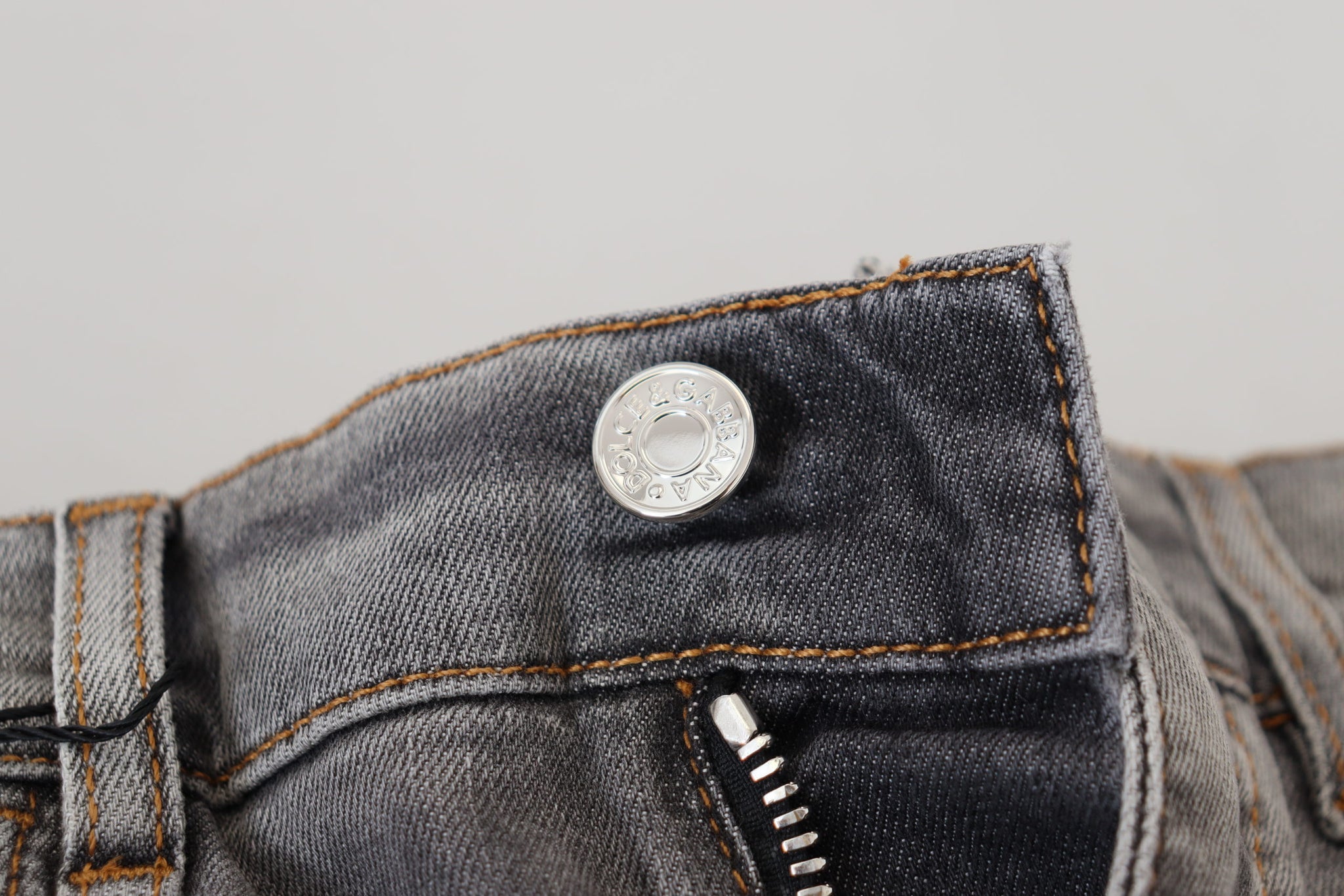 Gray Washed Cotton Skinny Denim Jeans