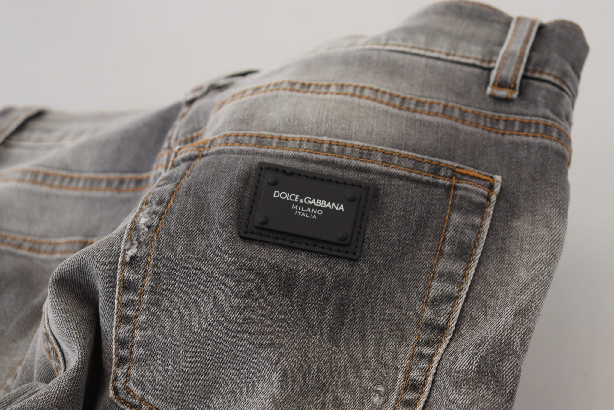 Gray Washed Cotton Skinny Denim Jeans