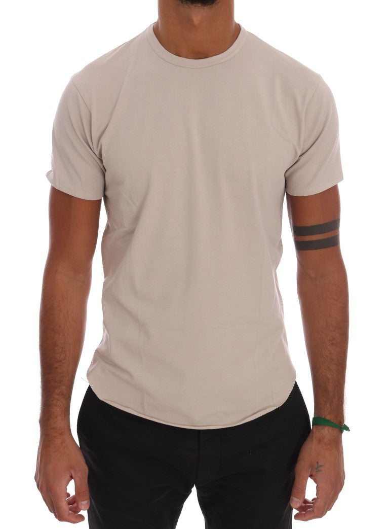 Daniele Alessandrini Beige Cotton Stretch Crew Neck T-shirt
