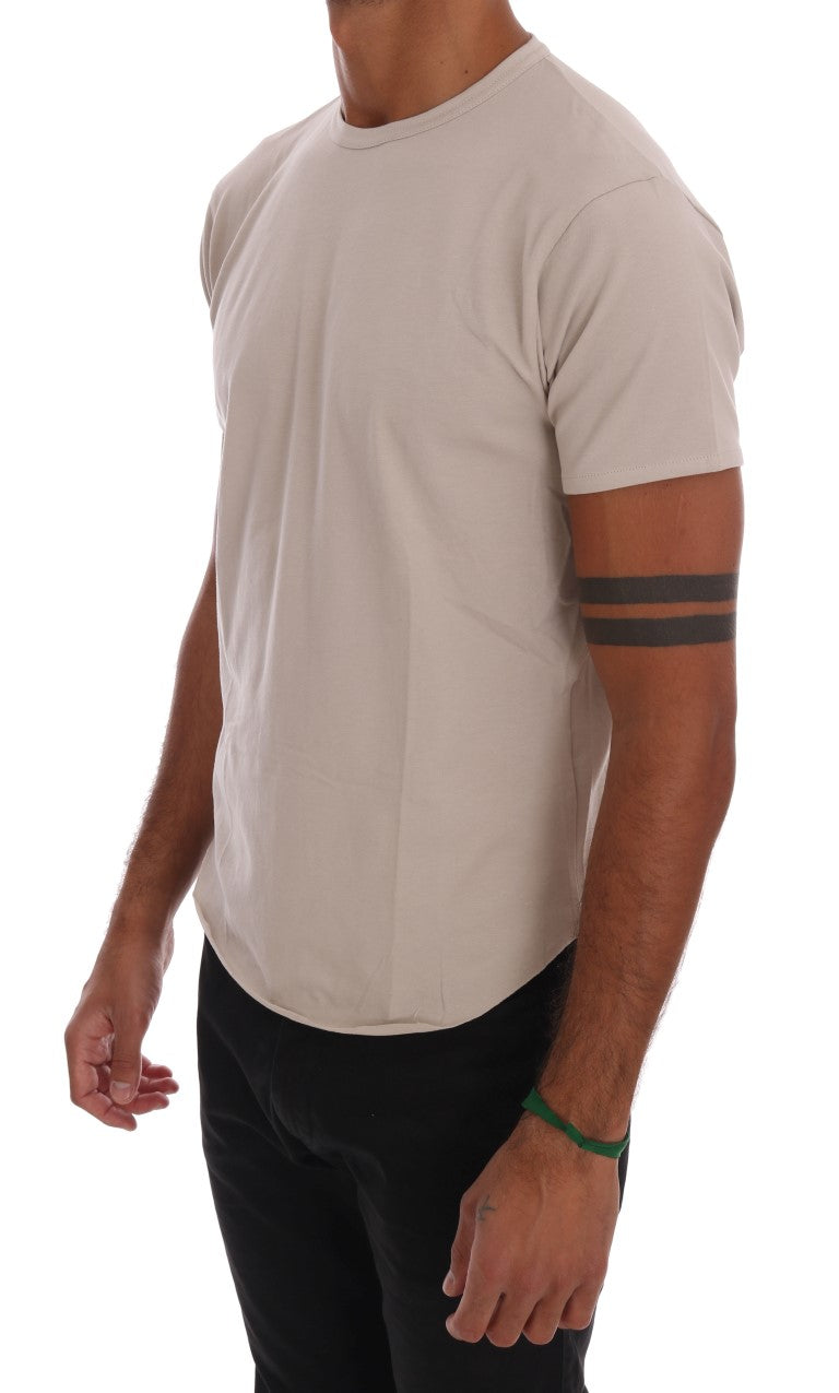 Daniele Alessandrini Beige Cotton Stretch Crew Neck T-shirt