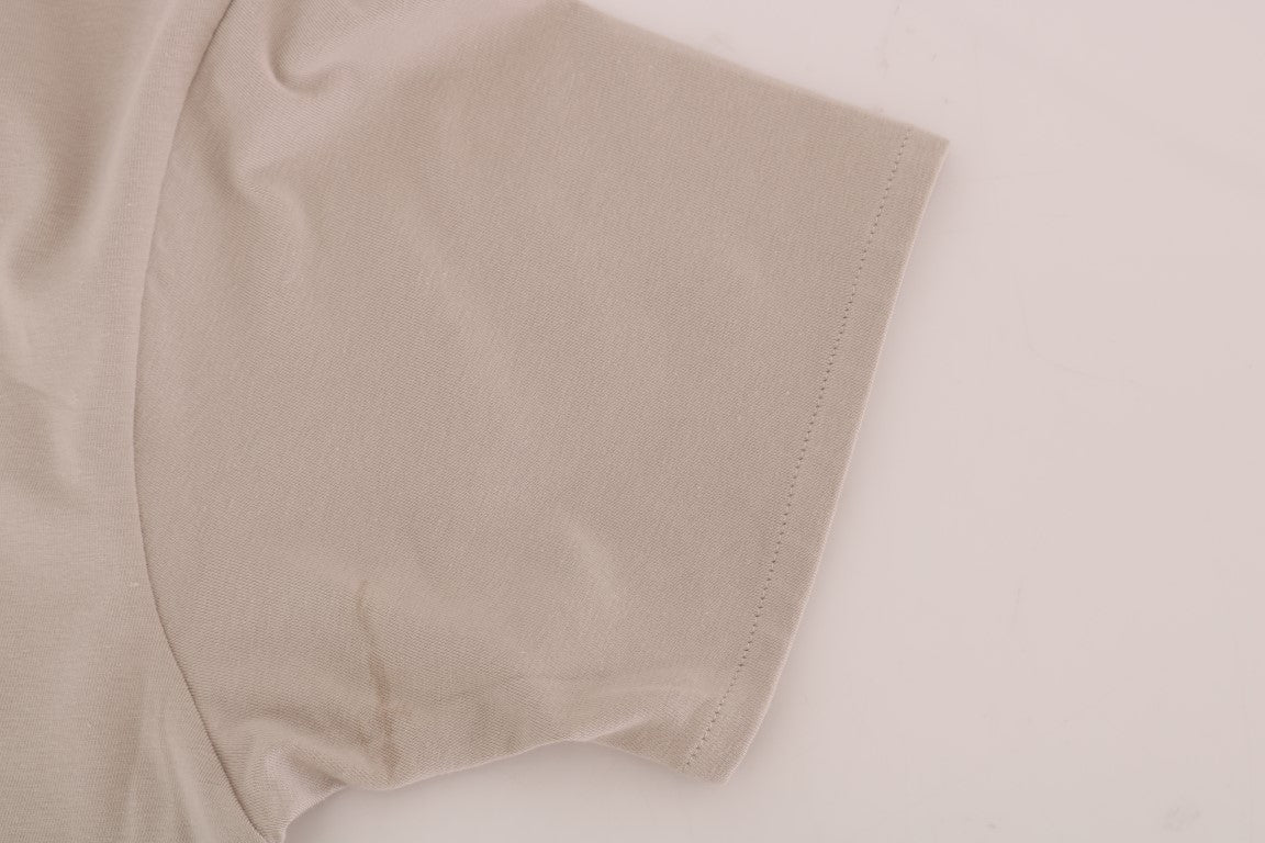 Daniele Alessandrini Beige Cotton Stretch Crew Neck T-shirt