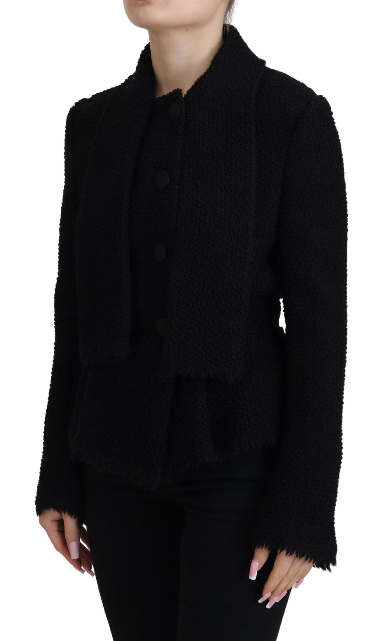 Black Wool Coat Blazer Wrap Jacket