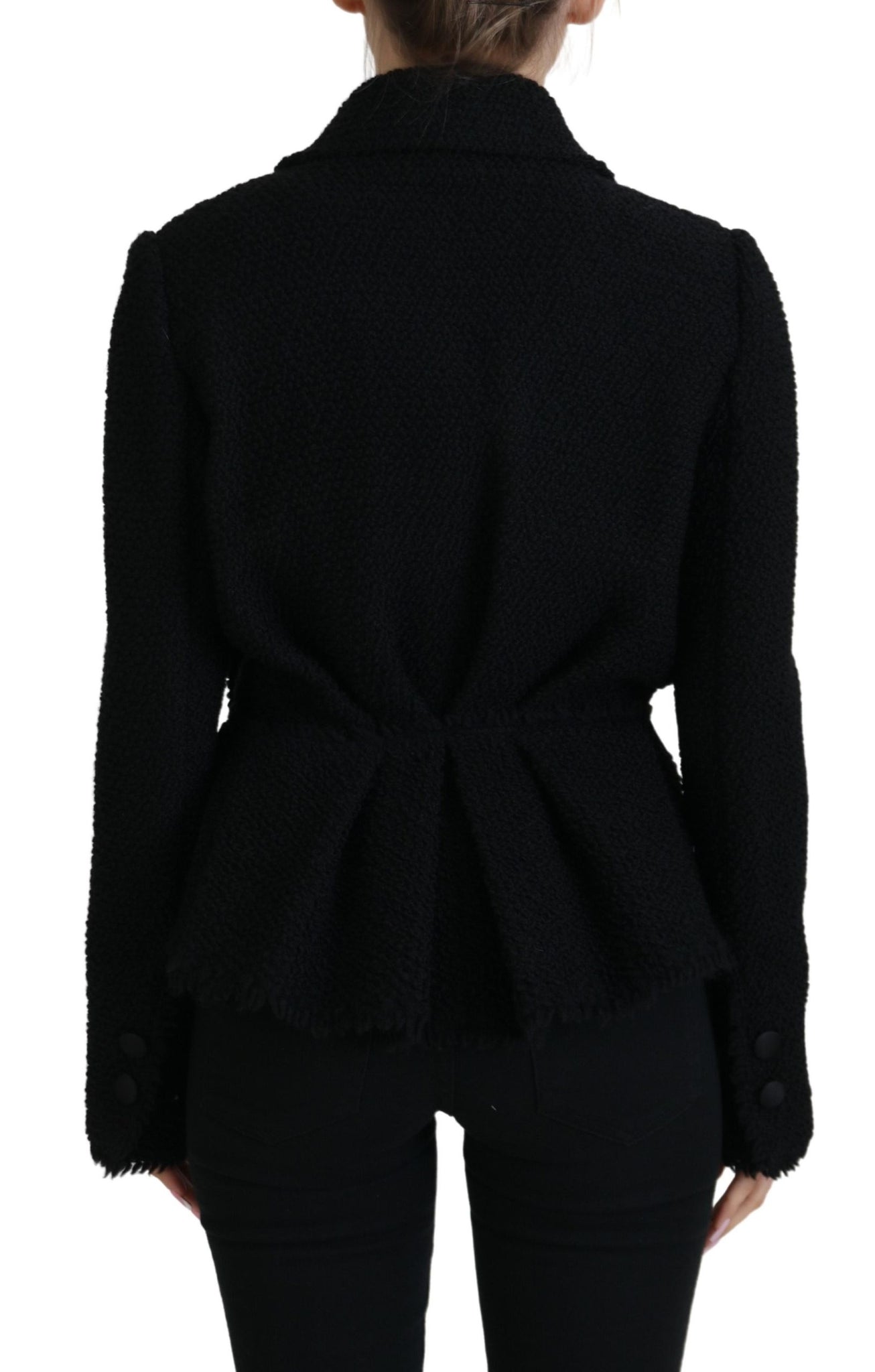 Black Wool Coat Blazer Wrap Jacket