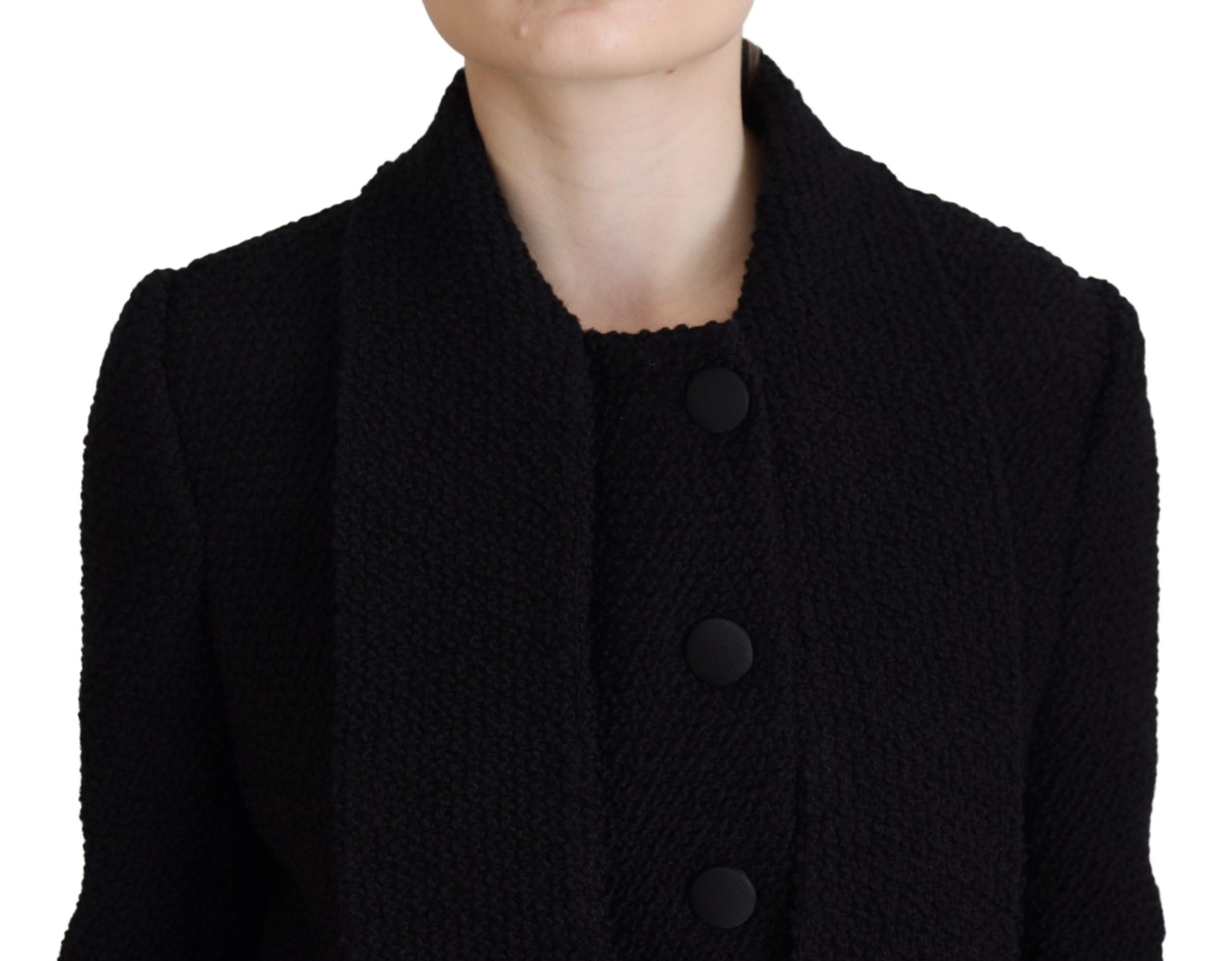 Black Wool Coat Blazer Wrap Jacket
