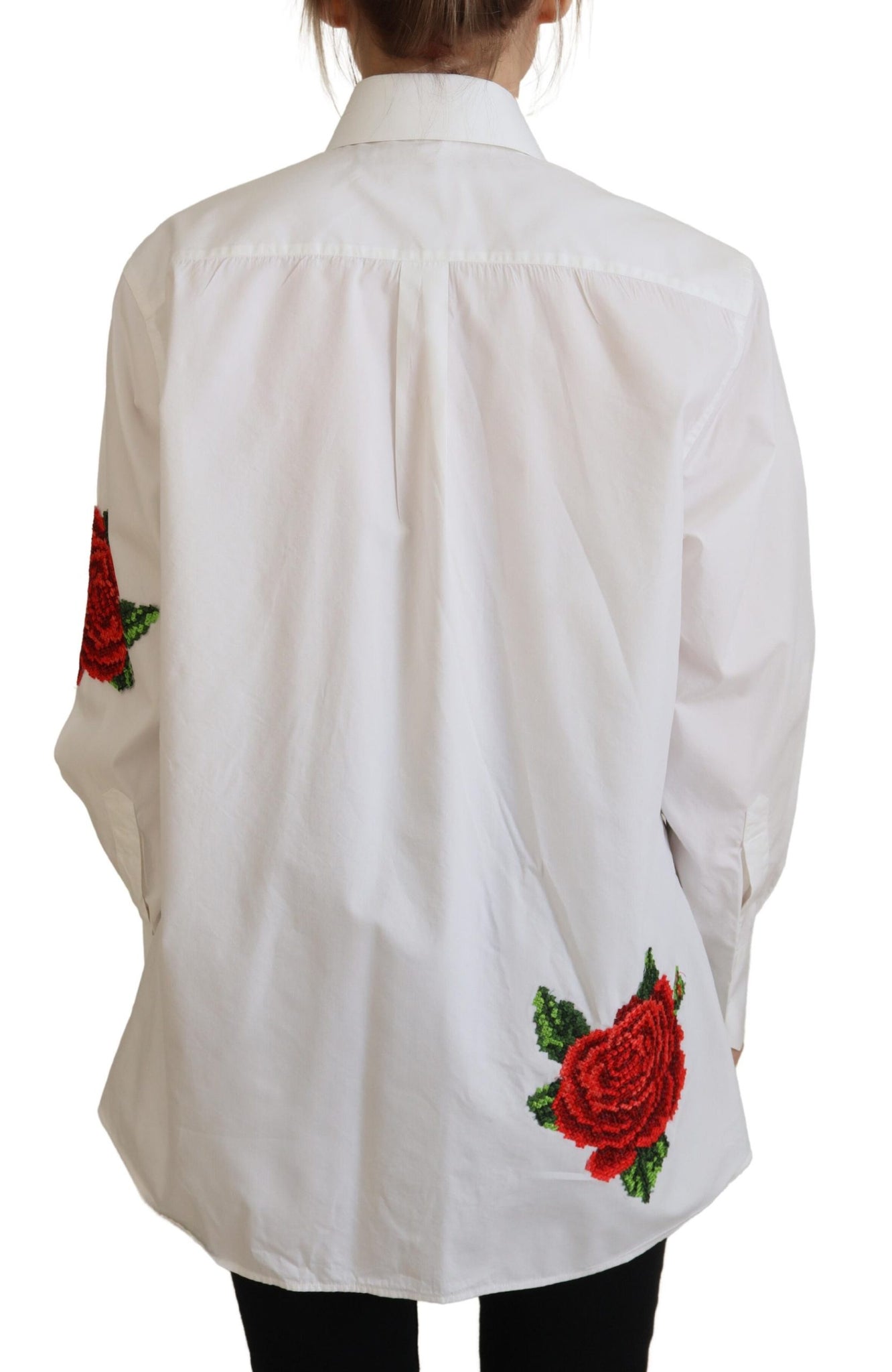 White Cotton Flower Embroidery Shirt Top