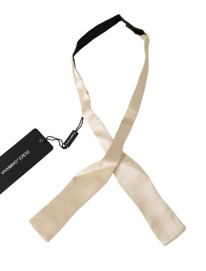 Beige Slim Skinny Men Necktie 100% Silk Tie