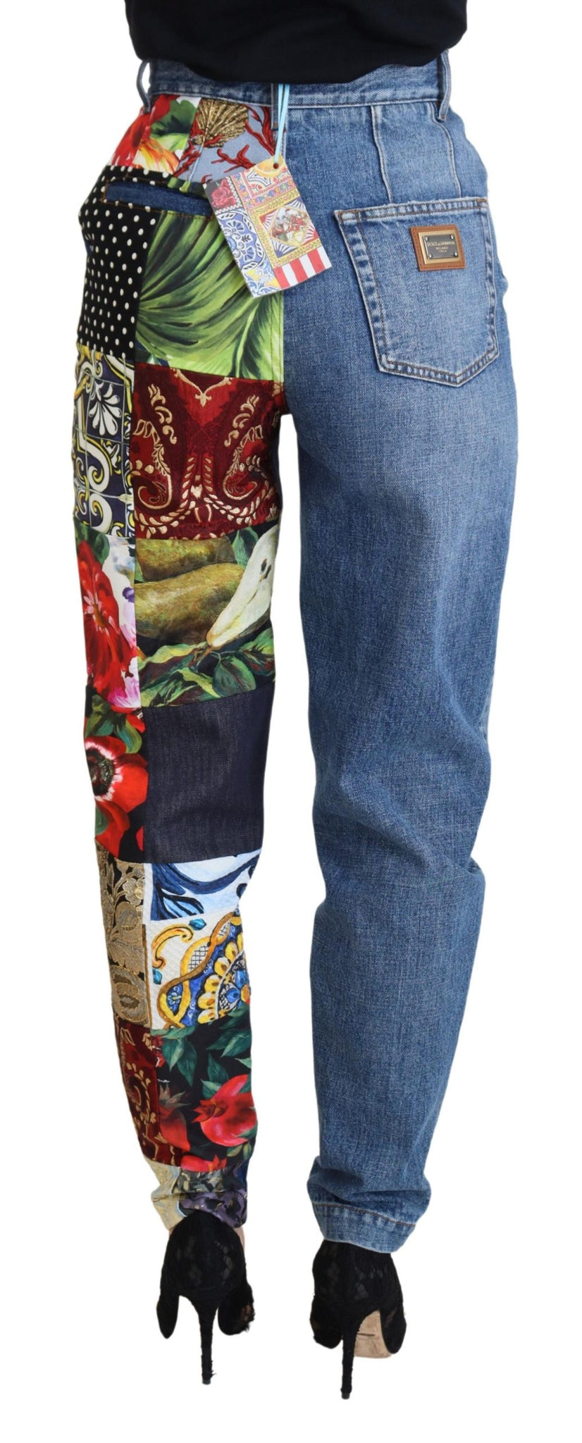 Blue Jacquard Majolica High Waist Jeans
