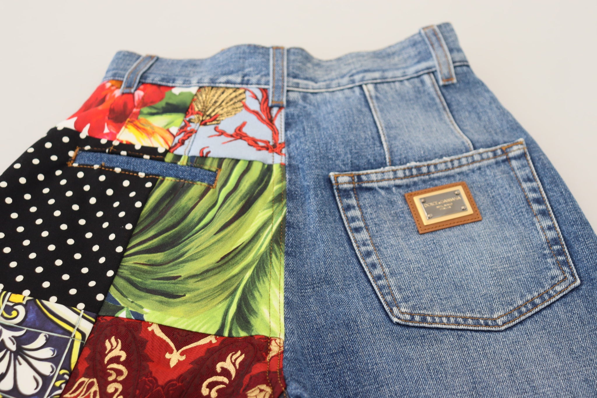 Blue Jacquard Majolica High Waist Jeans