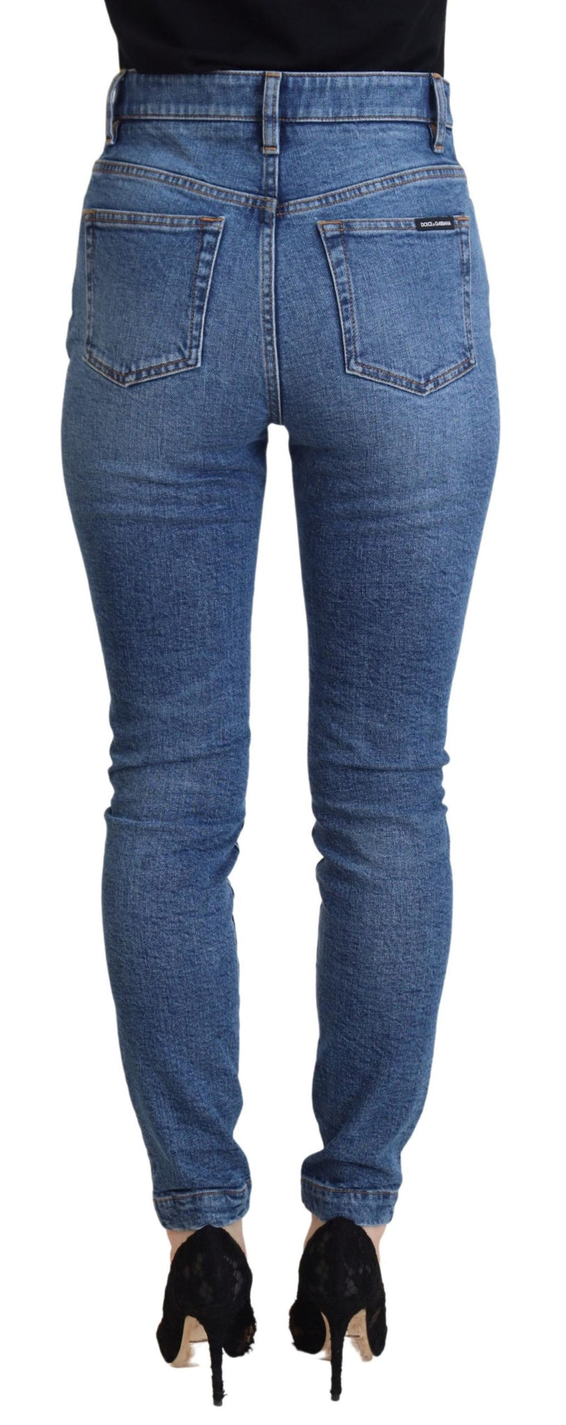 Blue Cotton Skinny High Waist Denim Jeans