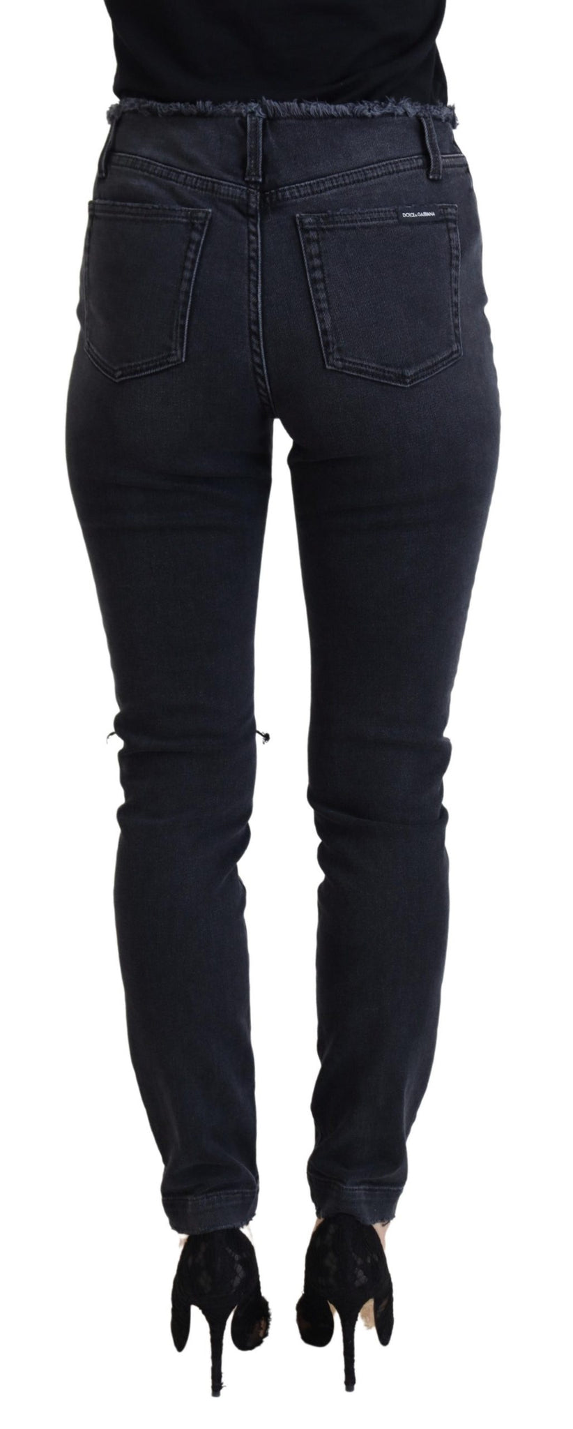 Black Cotton Skinny High Waist Denim Jeans