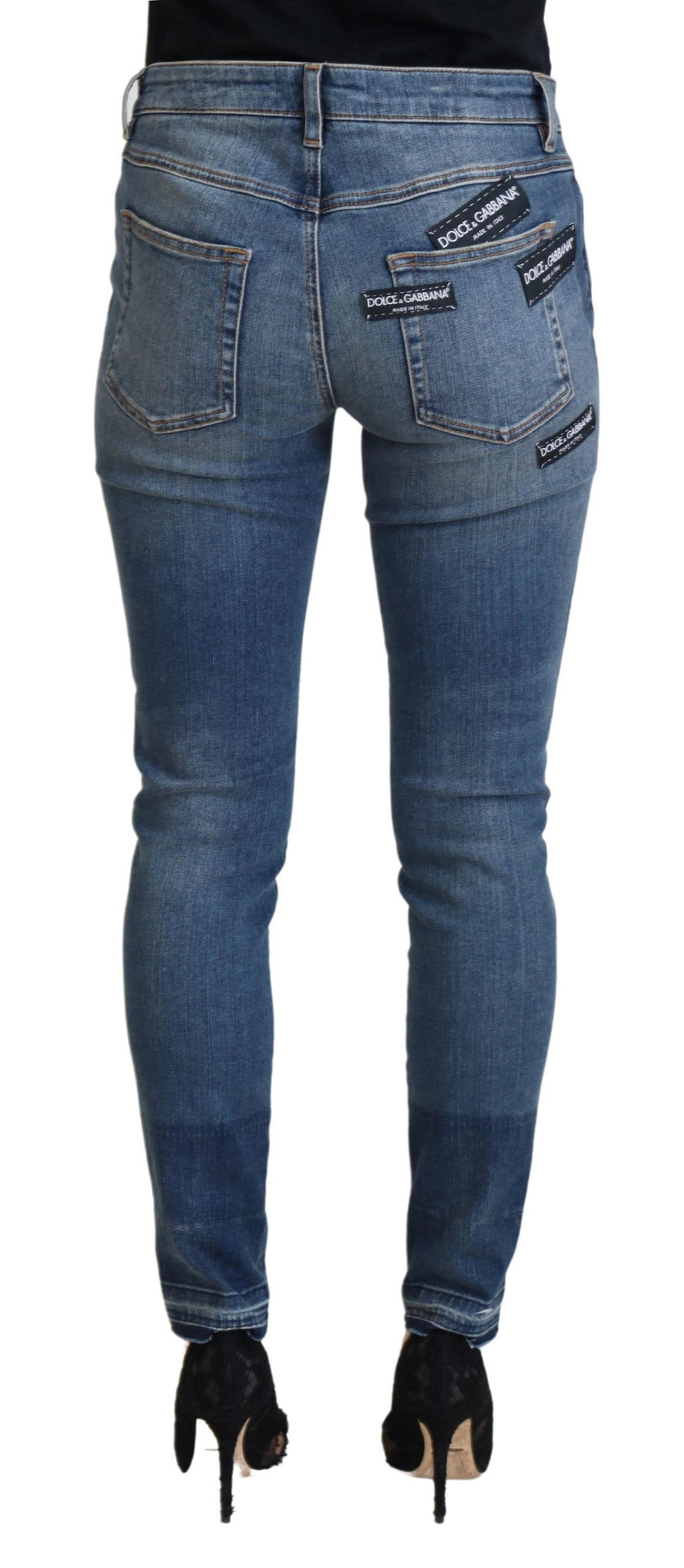 Blue Washed Cotton Tattered Denim Jeans
