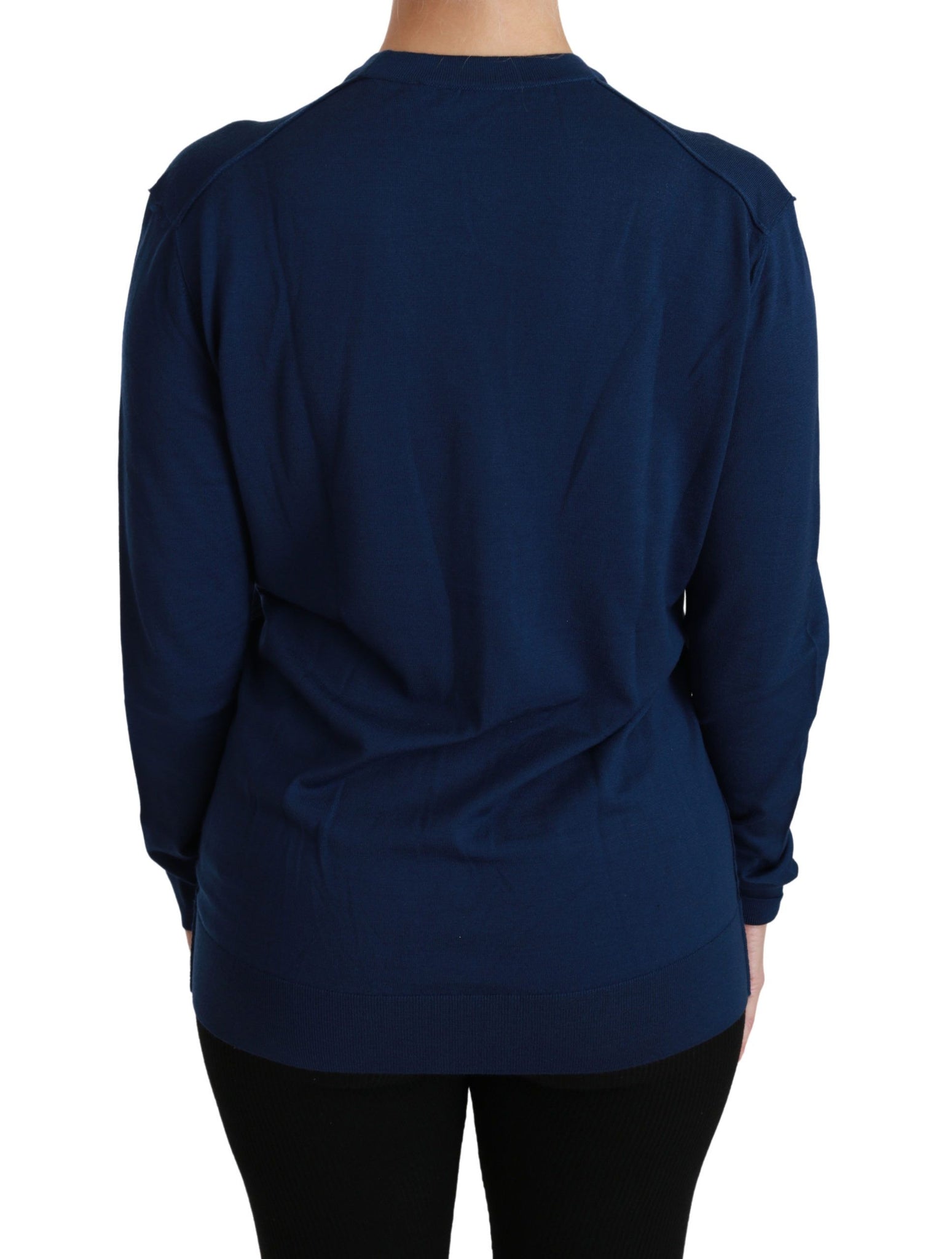 Blue Button Cardigan Virgin Wool Sweater