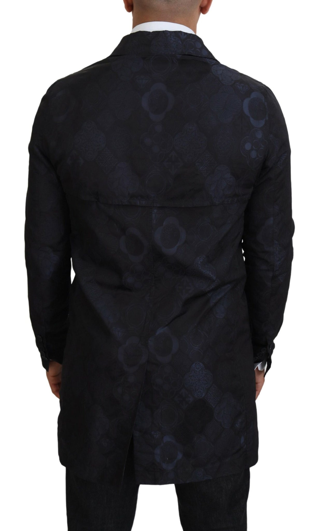 Patrizia Pepe Blue Spolverino Pattern Collared Long Sleeves Jacket