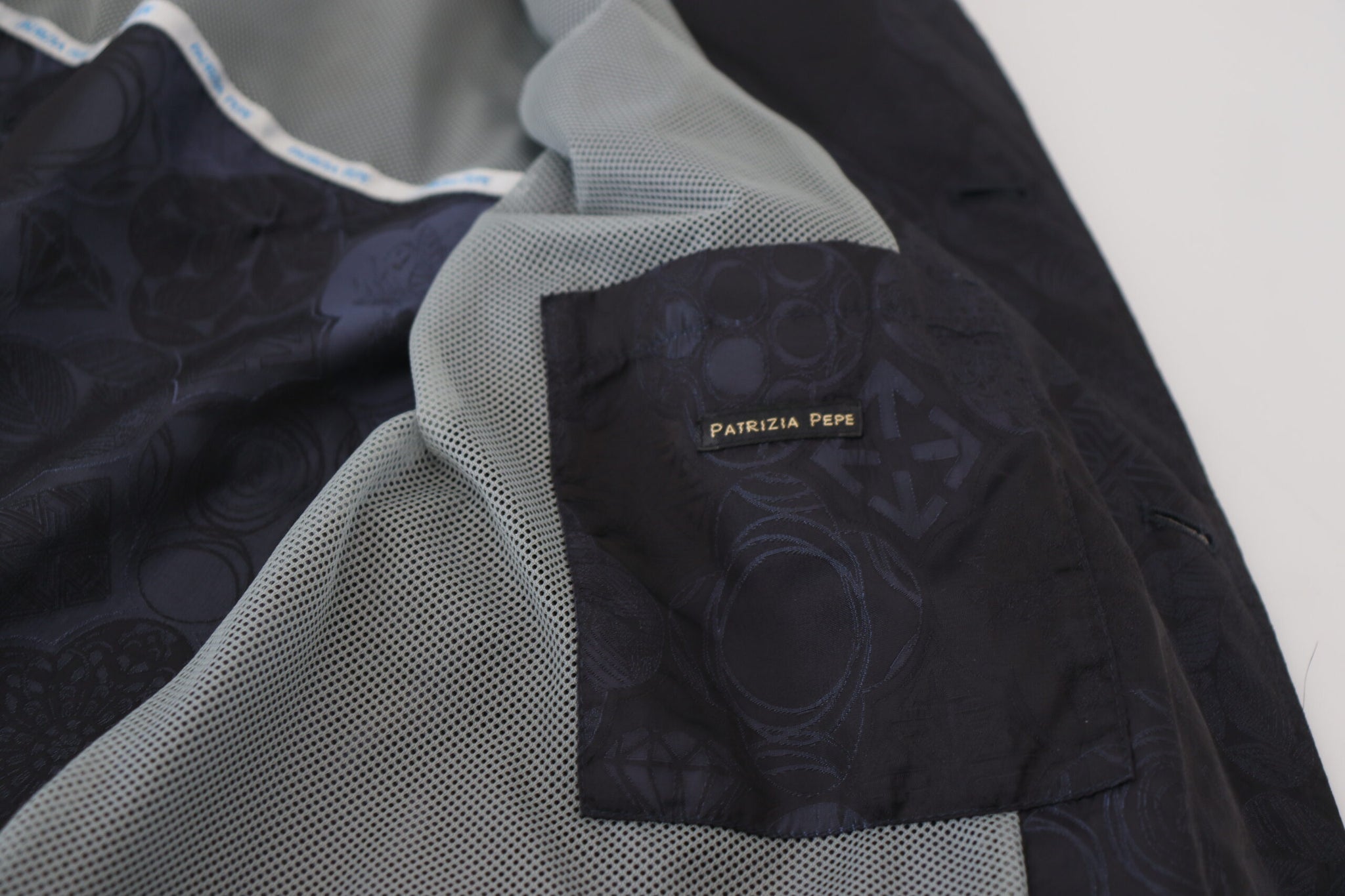 Patrizia Pepe Blue Spolverino Pattern Collared Long Sleeves Jacket
