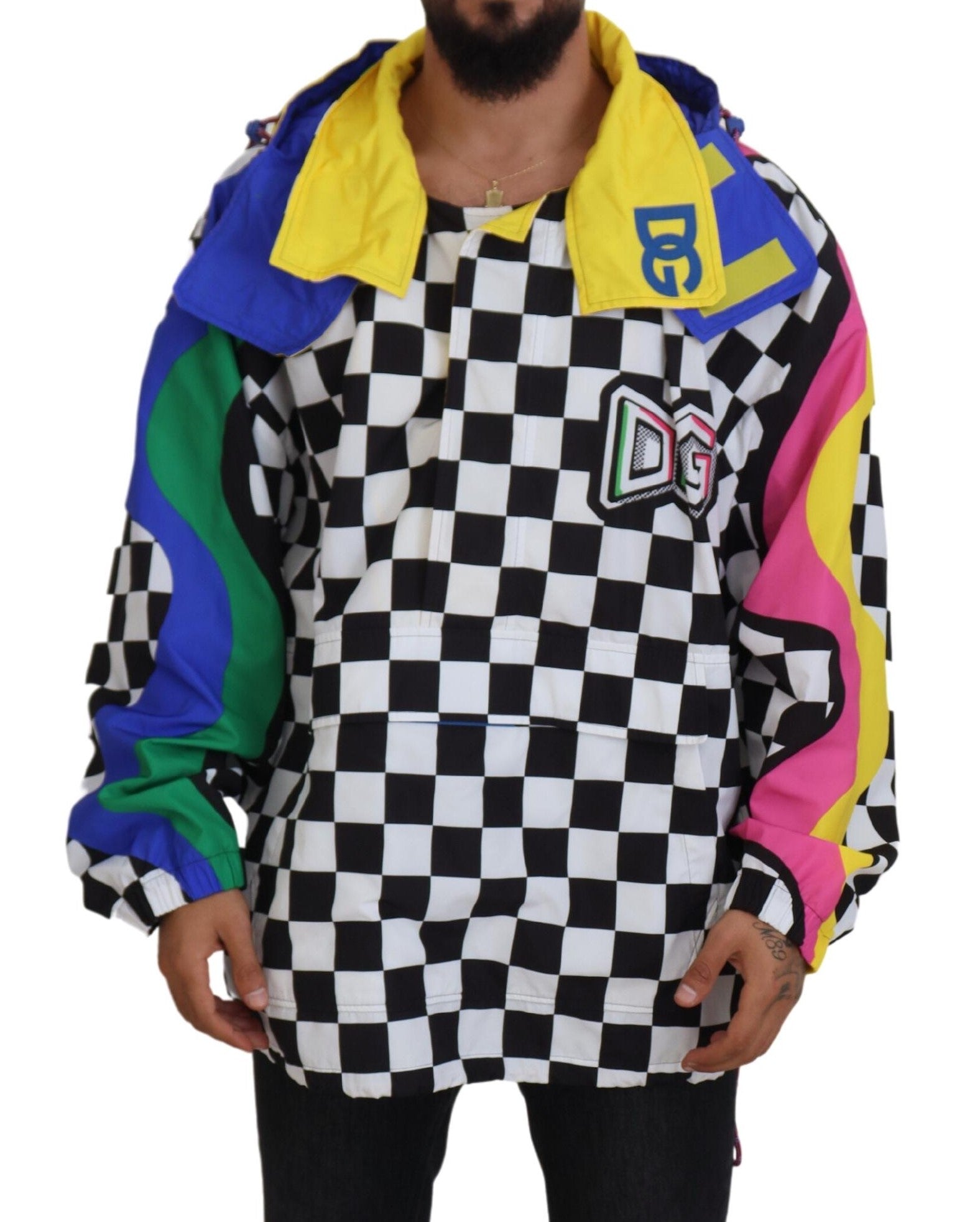 Dolce & Gabbana Multicolor Patterned DG Hooded Jacket