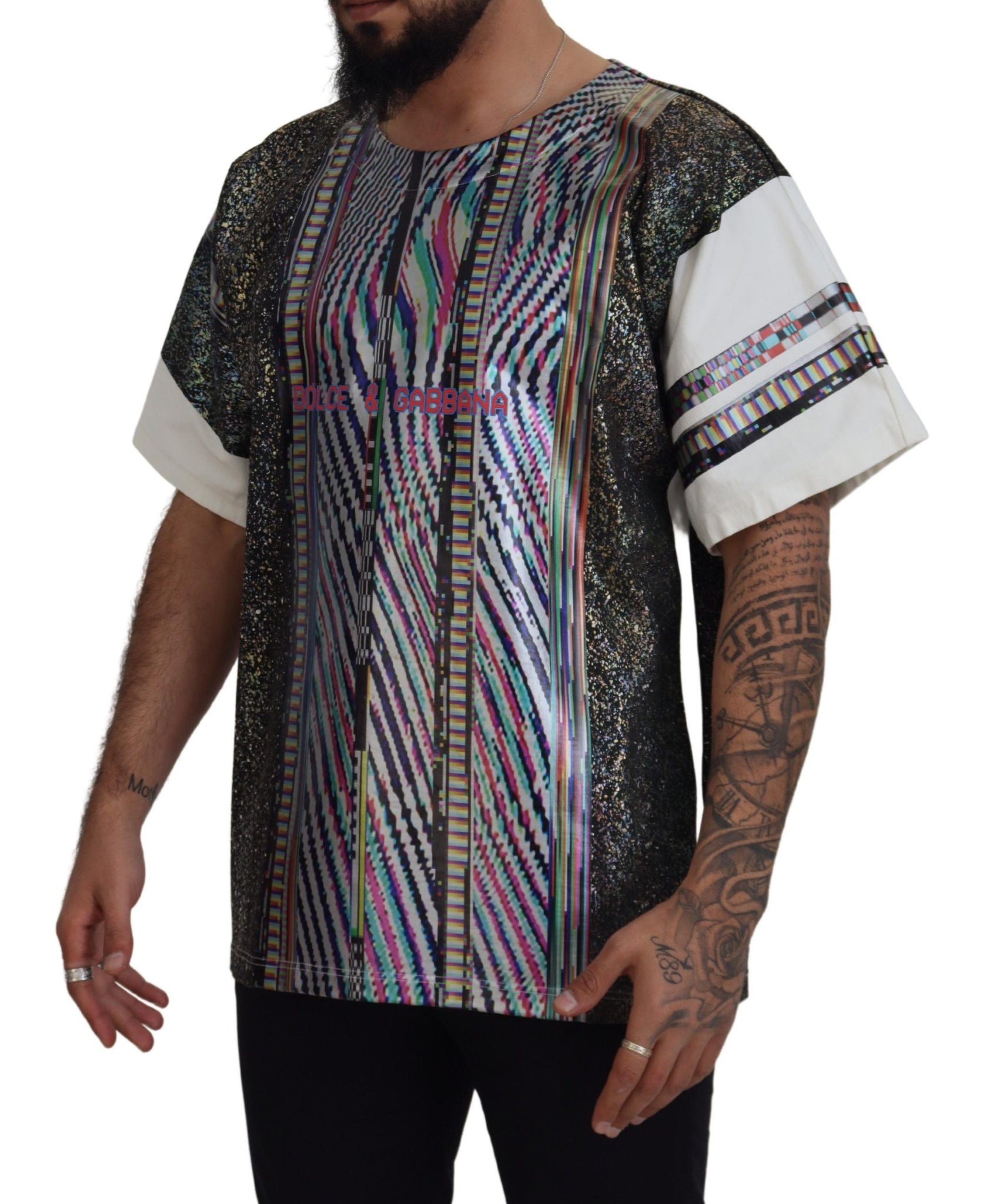 Multicolor Patterned Short Sleeves T-shirt