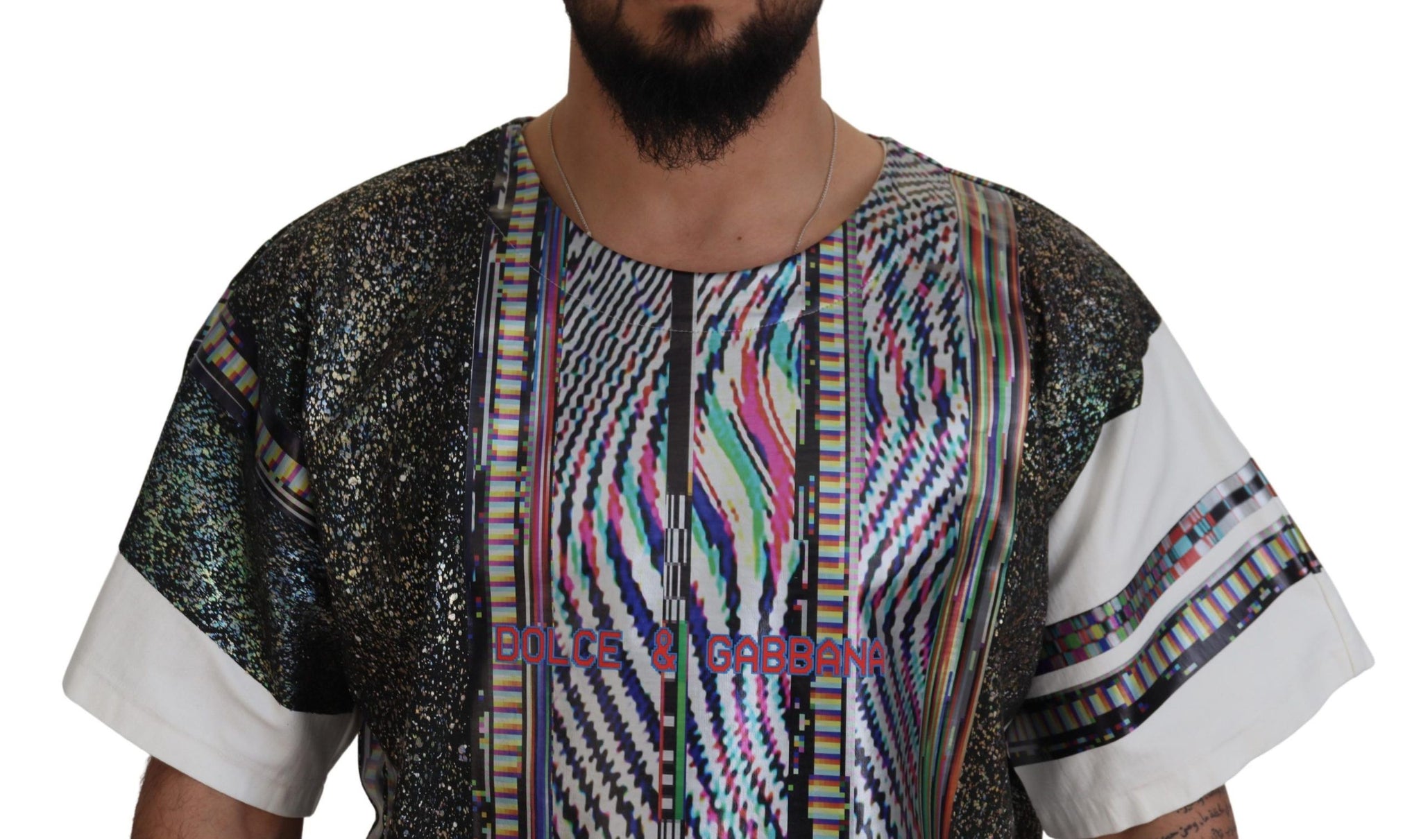 Multicolor Patterned Short Sleeves T-shirt