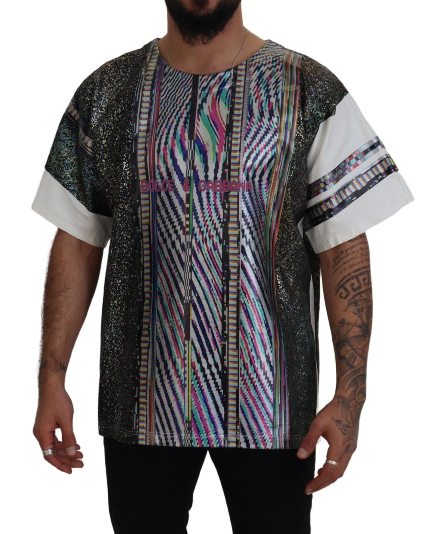 Multicolor Patterned Short Sleeves T-shirt