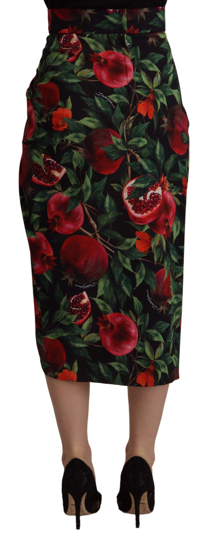 Black Red Fruit Stretch Wrap Skirt