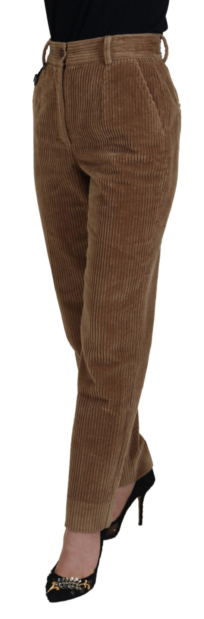 Brown Tapered Corduroy Cotton Pants