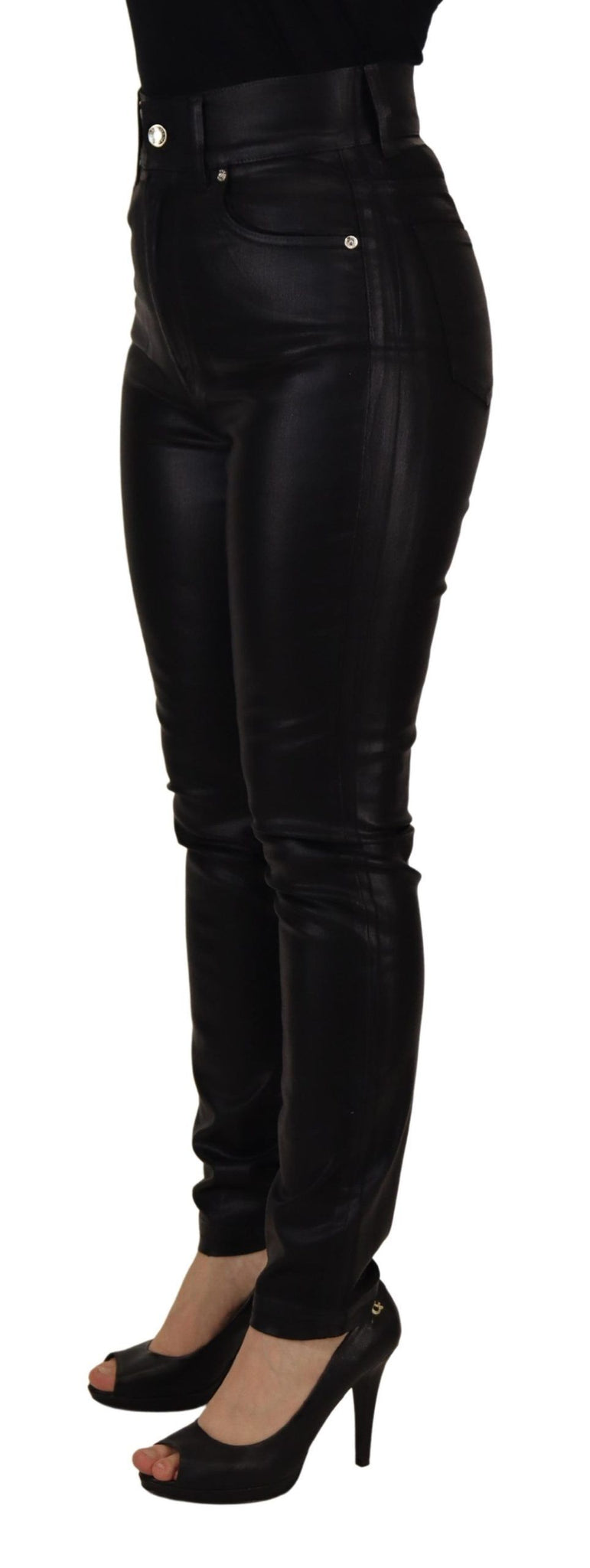 Black Washed High Waist Skinny Denim Pants