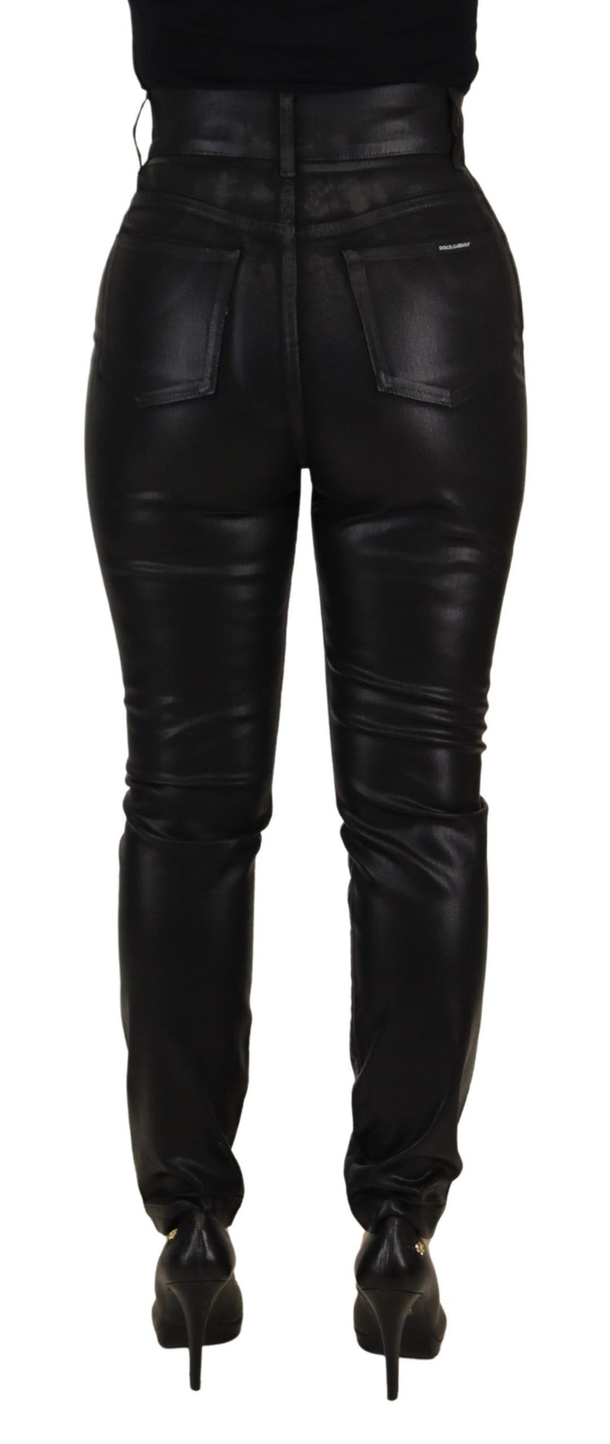 Black Washed High Waist Skinny Denim Pants