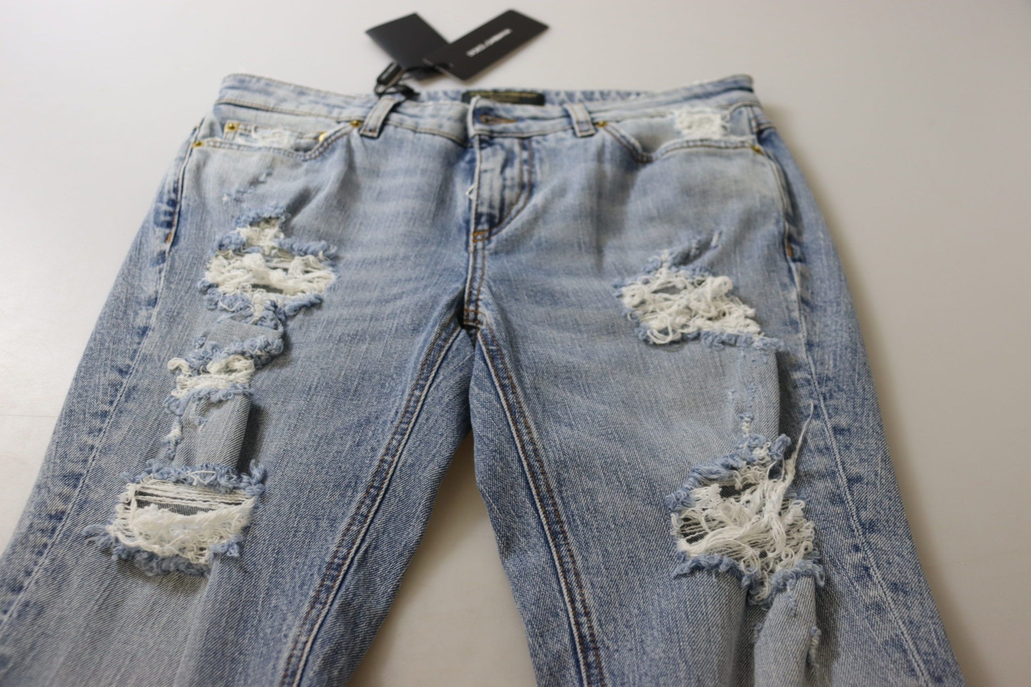 Blue Cotton Stretch Skinny Low Waist Denim Jeans