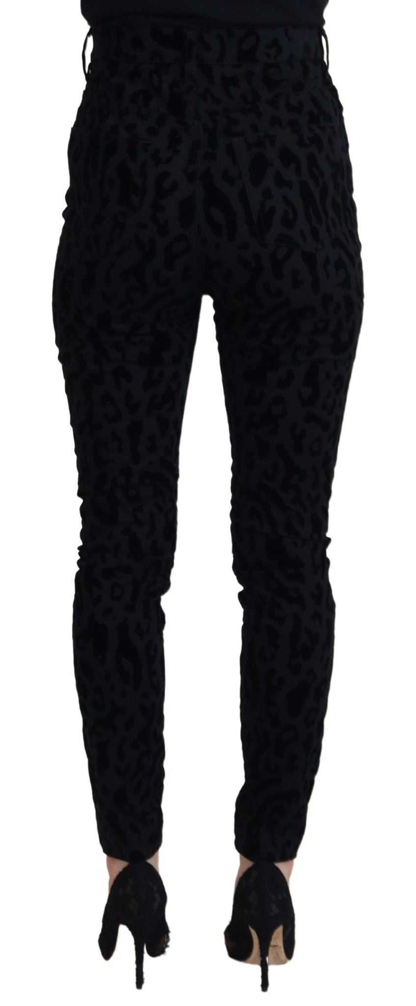 Black Leopard Skinny Denim Jeans