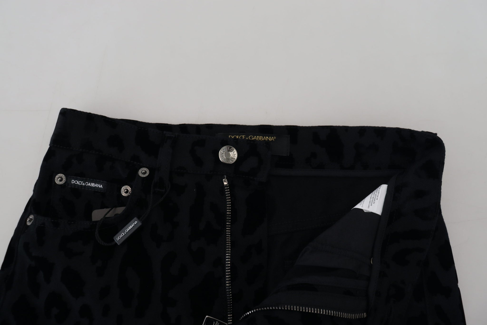 Black Leopard Skinny Denim Jeans