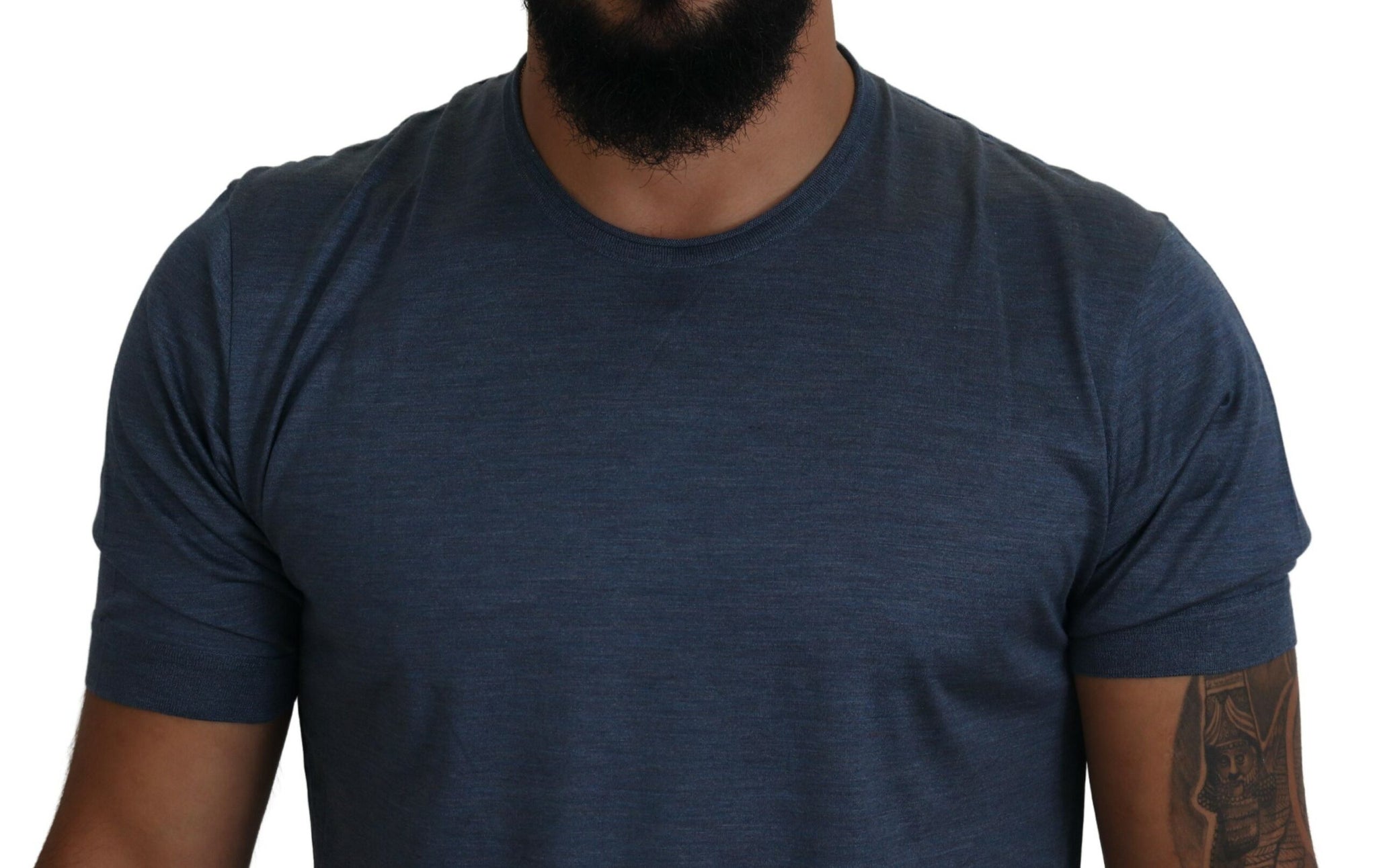 Dolce & Gabbana Blue Silk Men Short Sleeve Tops T-shirt