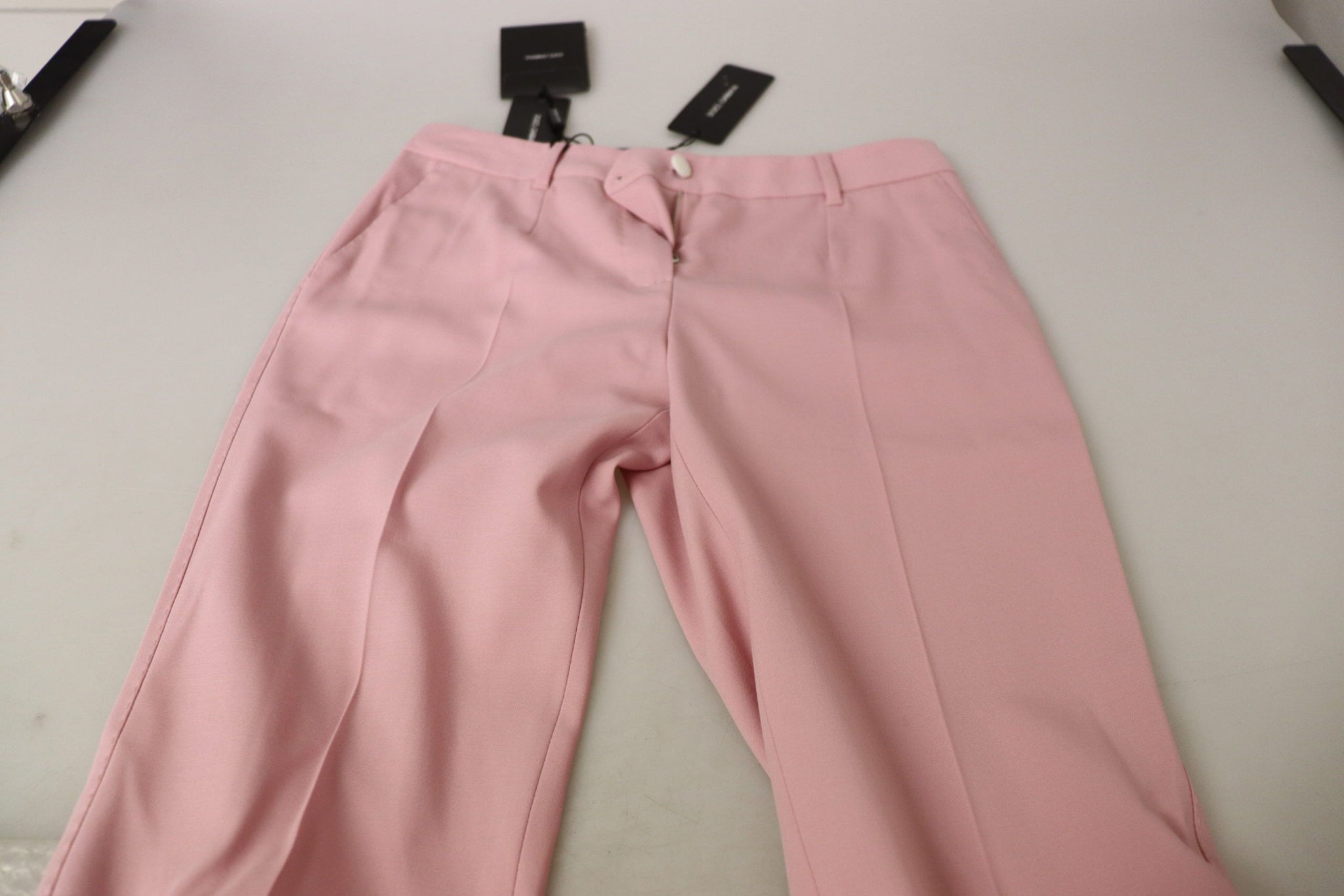 Pink Mid Waist Straight Leg Trouser Pants