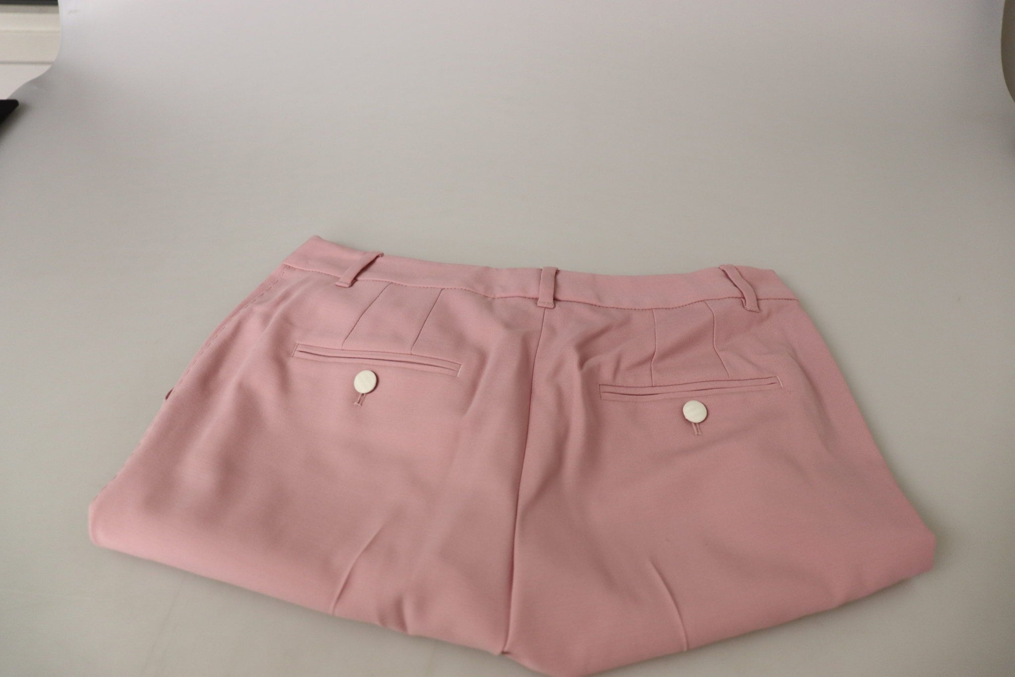 Pink Mid Waist Straight Leg Trouser Pants
