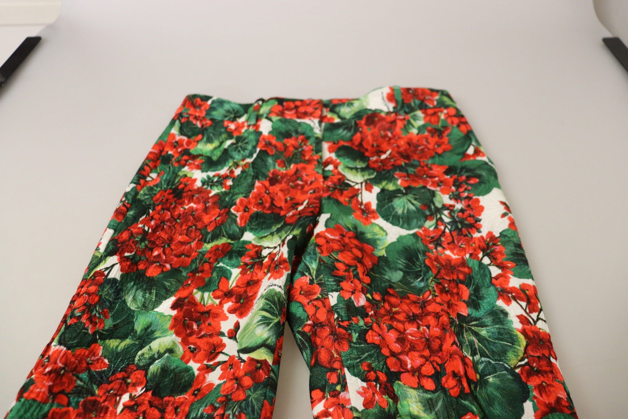 Multicolor Pants Floral Print Mid Waist Cropped Trouser Pant