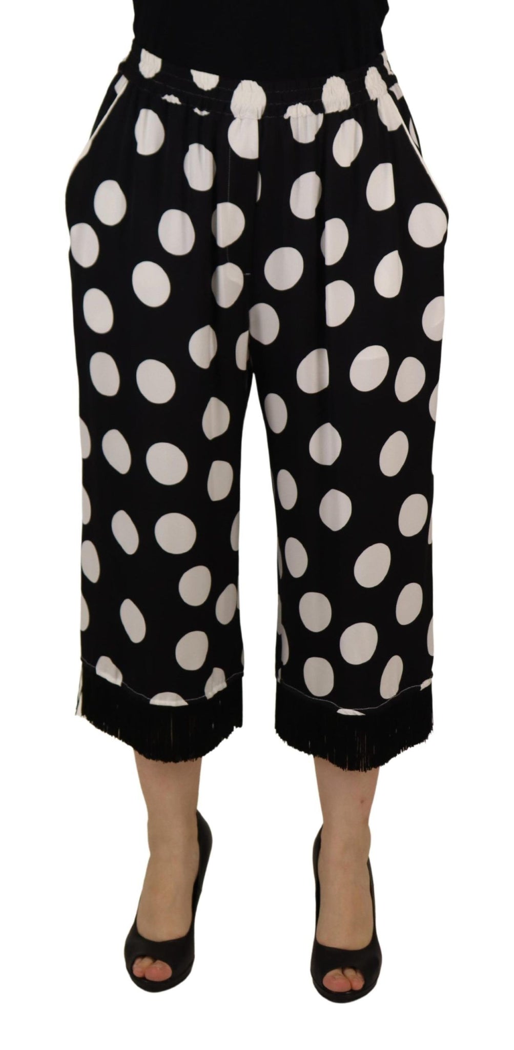 Polka Dot Mid Waist Cropped Trouser Pants
