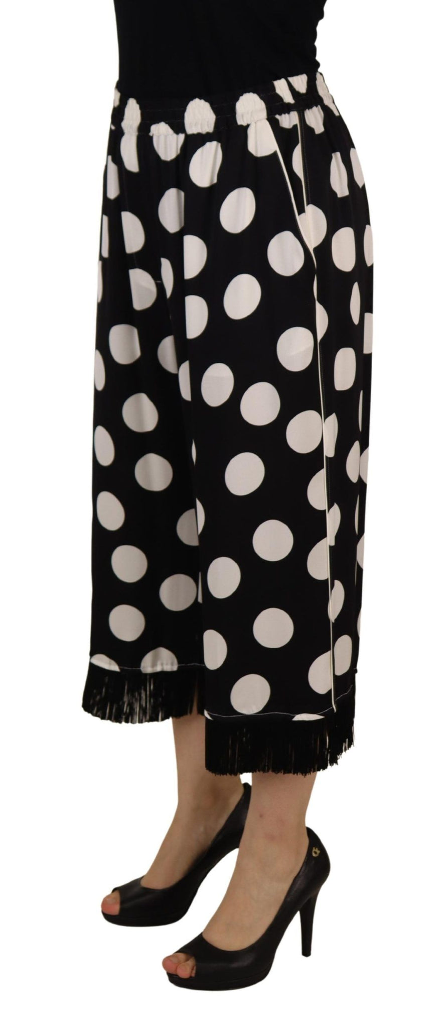 Polka Dot Mid Waist Cropped Trouser Pants