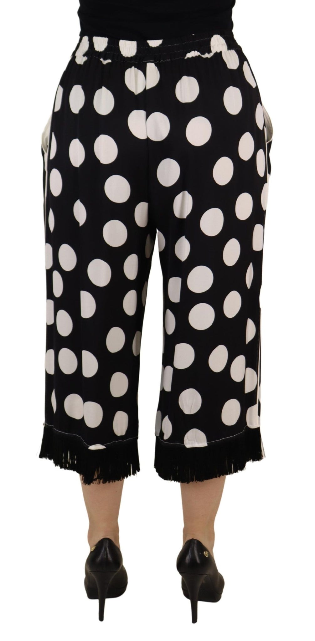 Polka Dot Mid Waist Cropped Trouser Pants