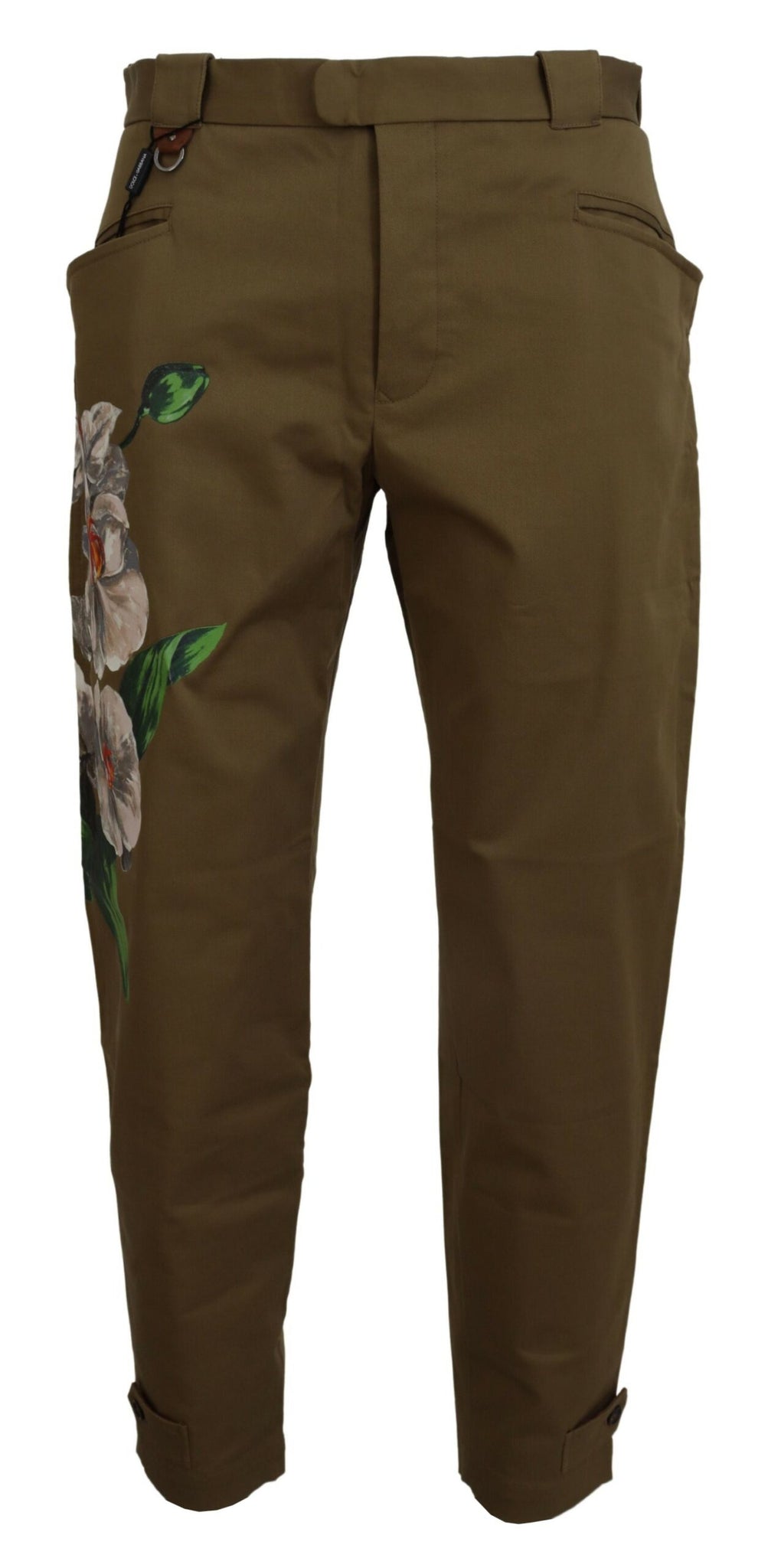 Dolce & Gabbana Green Cotton Floral Print Men Pants