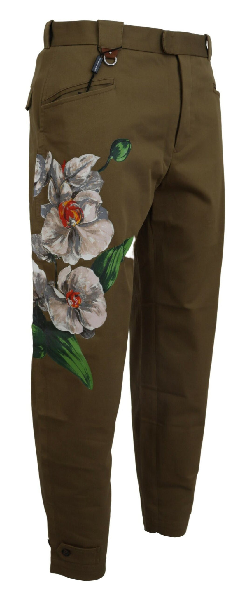 Dolce & Gabbana Green Cotton Floral Print Men Pants