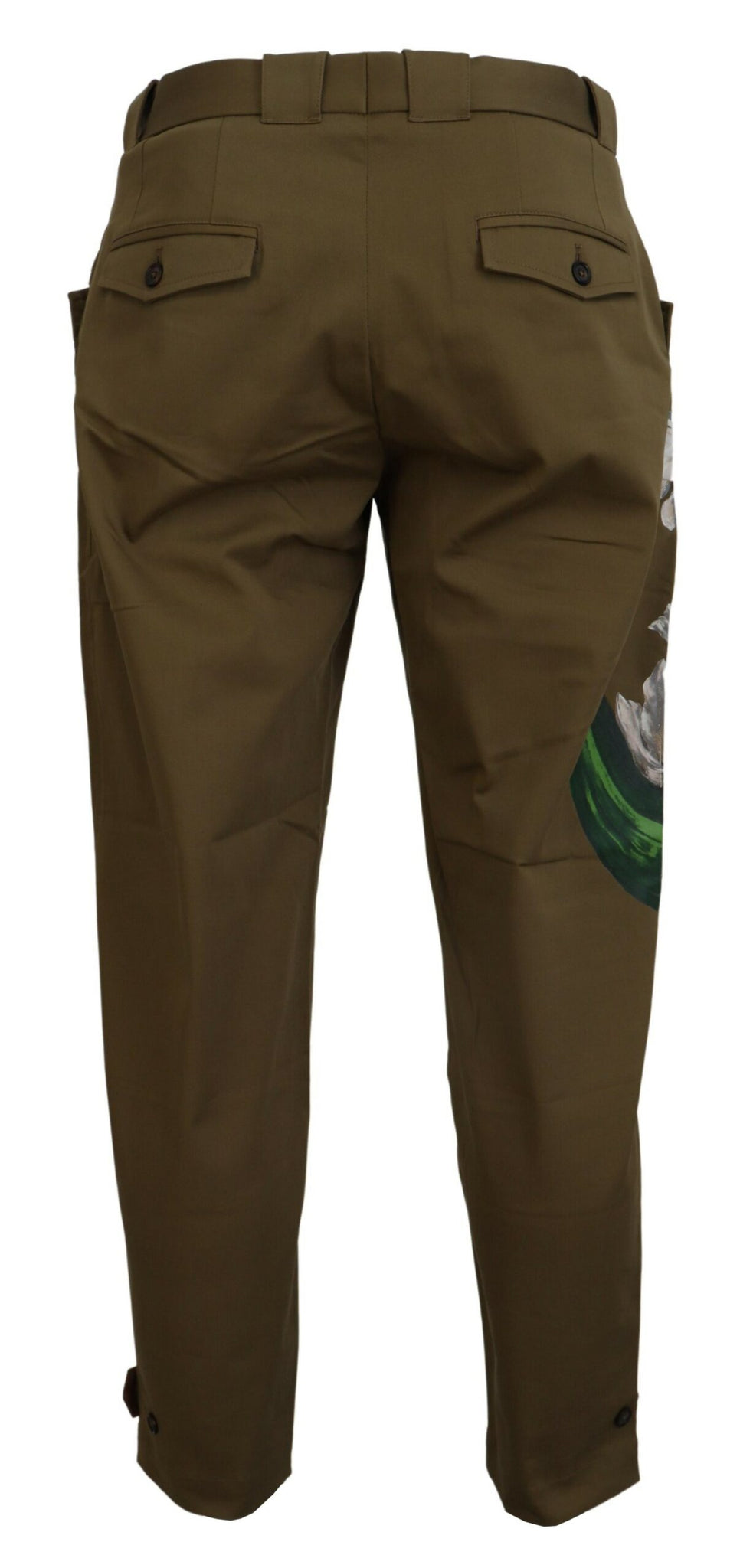 Dolce & Gabbana Green Cotton Floral Print Men Pants