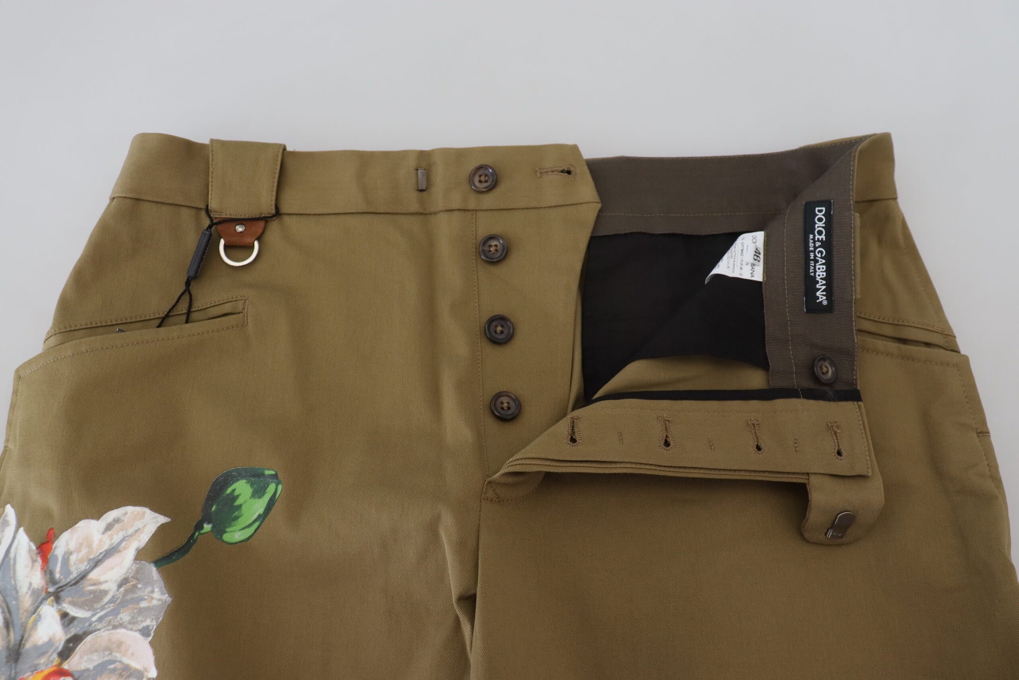 Dolce & Gabbana Green Cotton Floral Print Men Pants