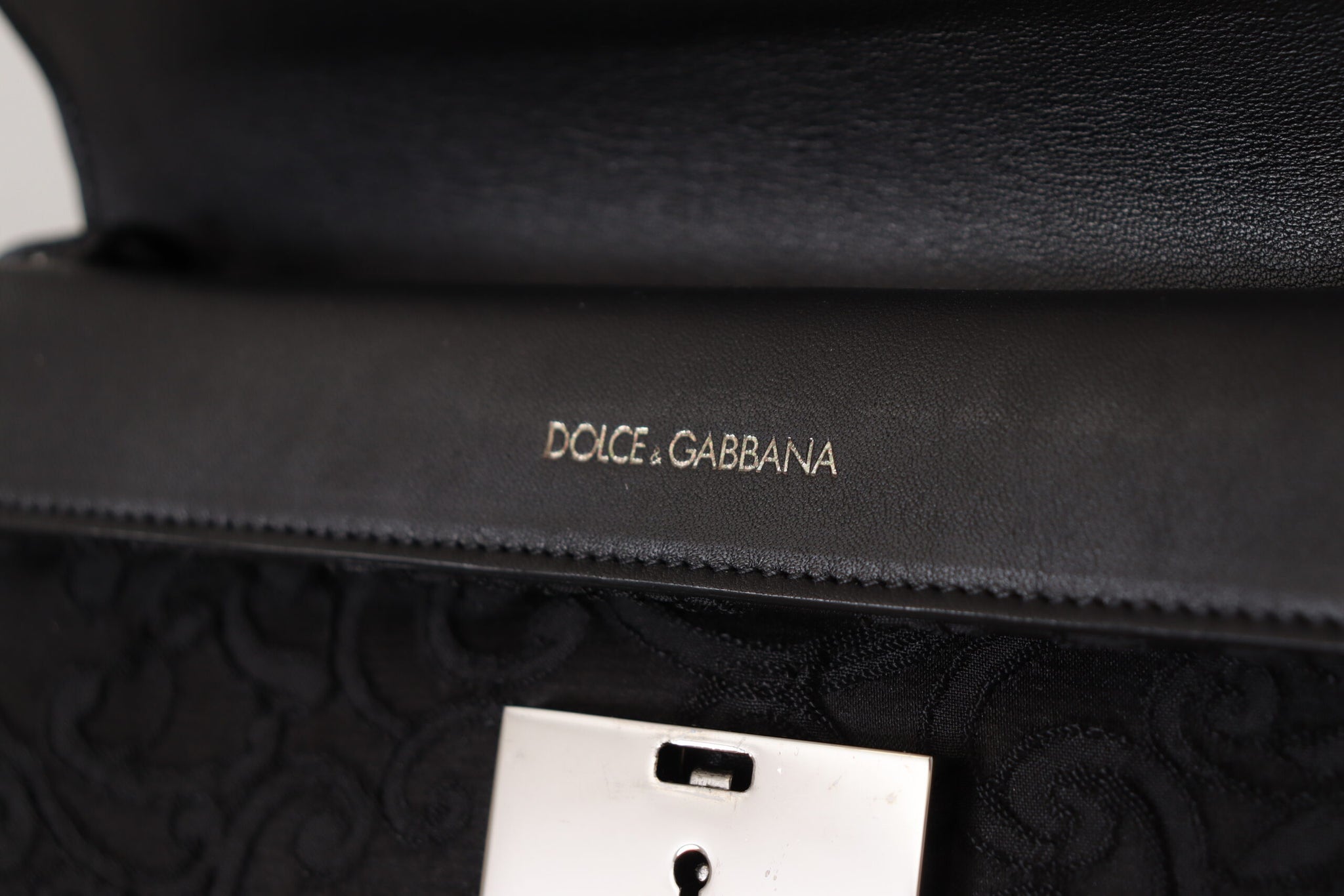 Dolce & Gabbana Black Jacquard Leather Document Briefcase Bag