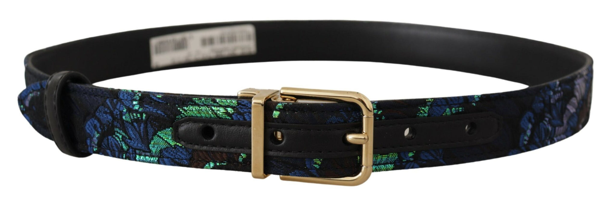 Multicolor Floral Jacquard Gold Metal Buckle Belt